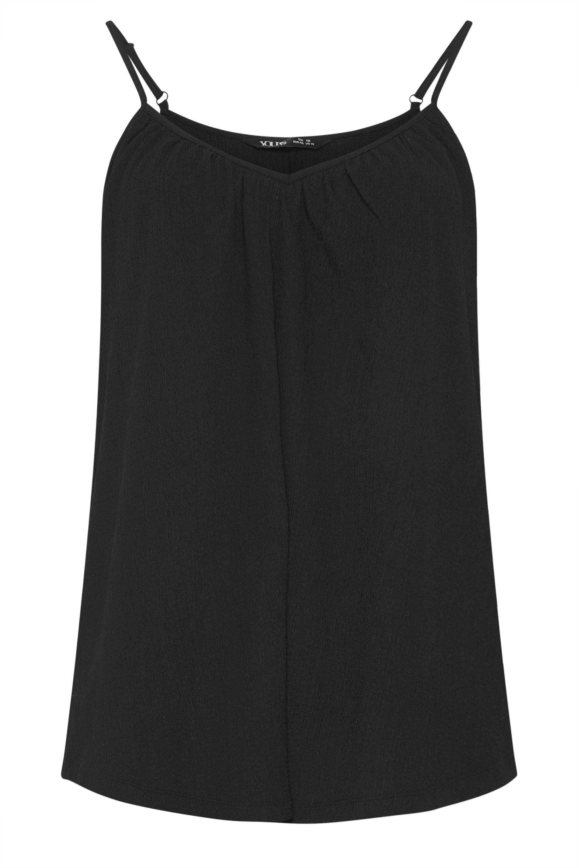 YOURS Plus Size Black Gathered Swing Cami Top | Yours Clothing 5