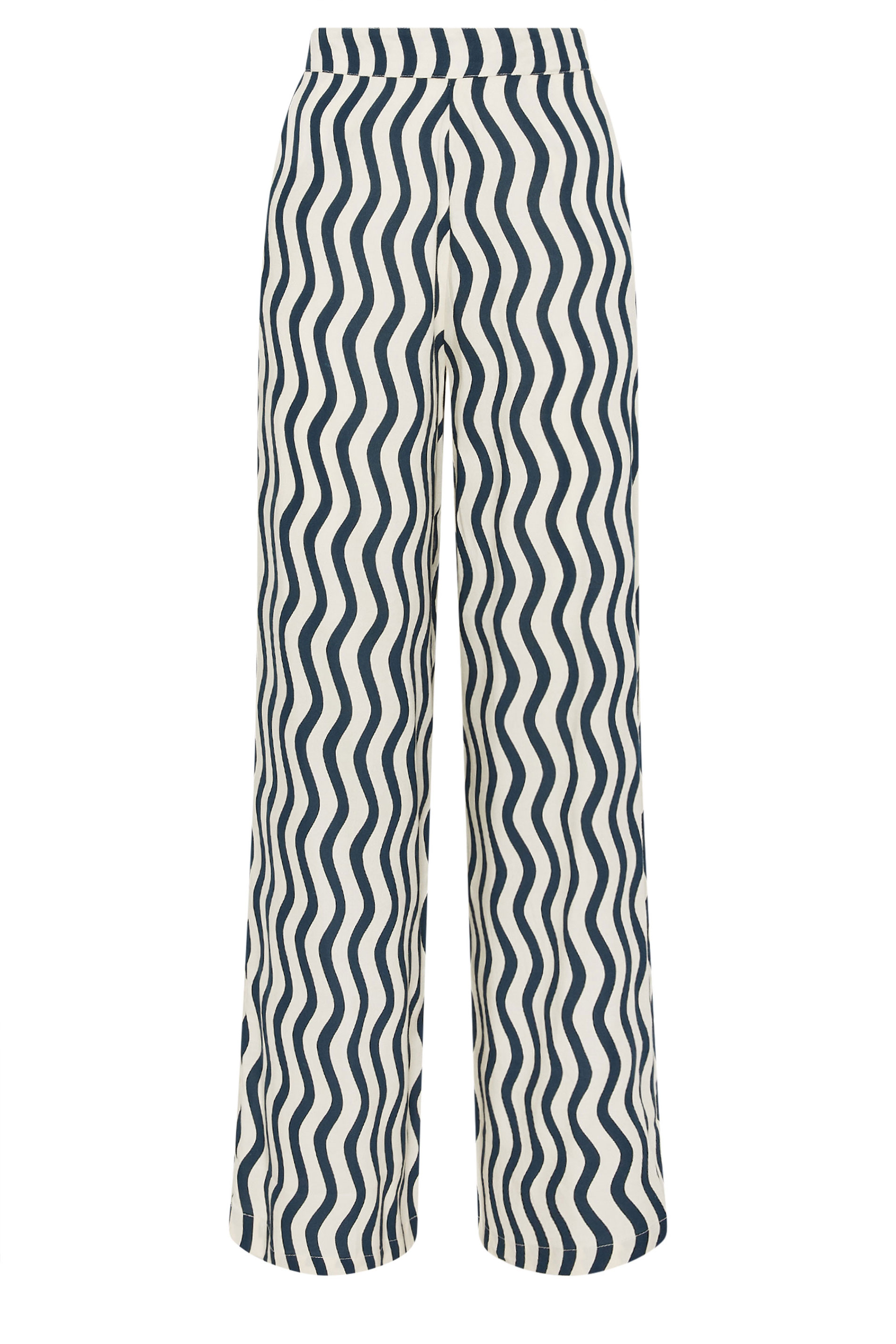 LTS Tall Navy Blue Wavy Print Wide Leg Trousers | Long Tall Sally 6