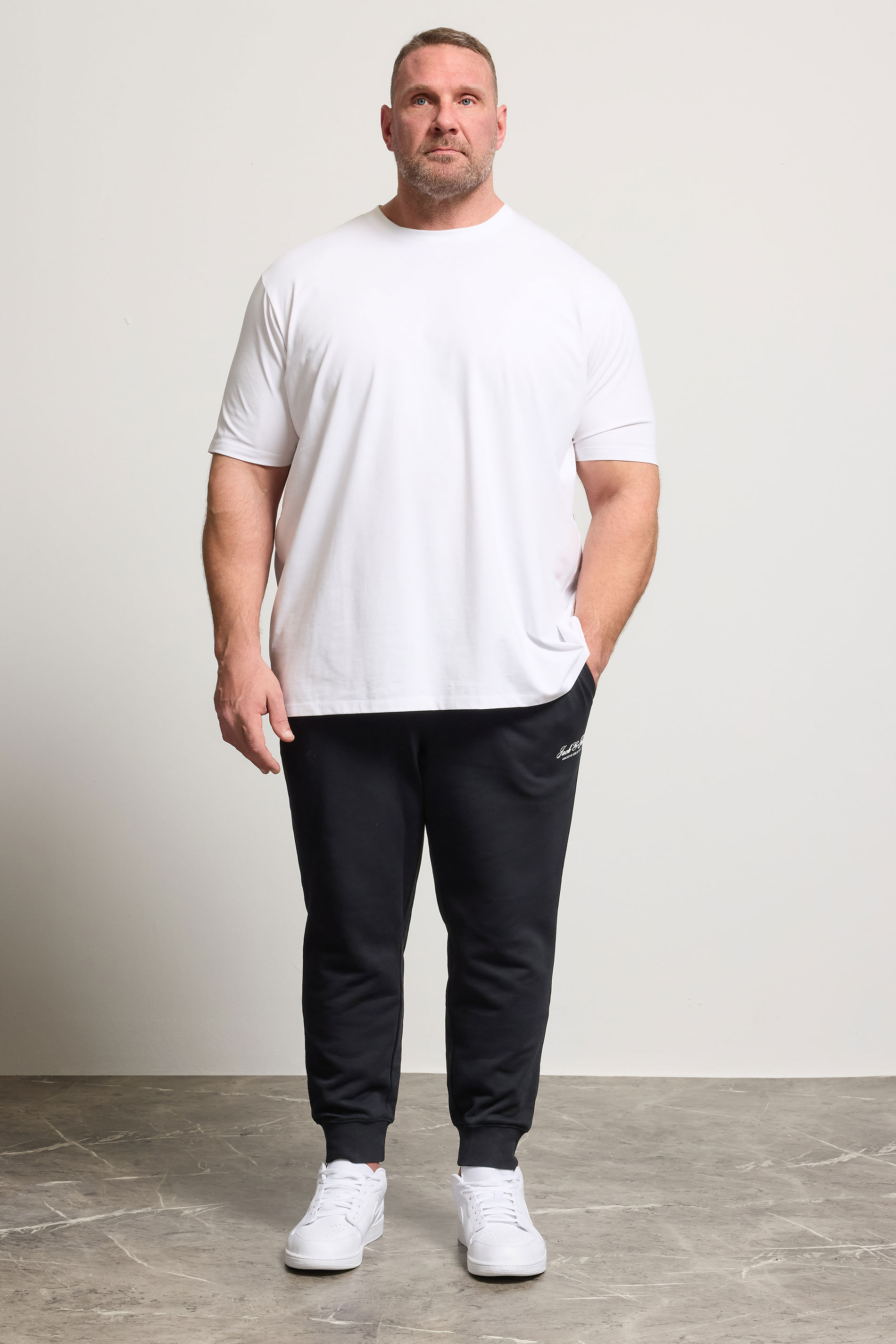 JACK & JONES Big & Tall Black Logo Printed Joggers | BadRhino 3