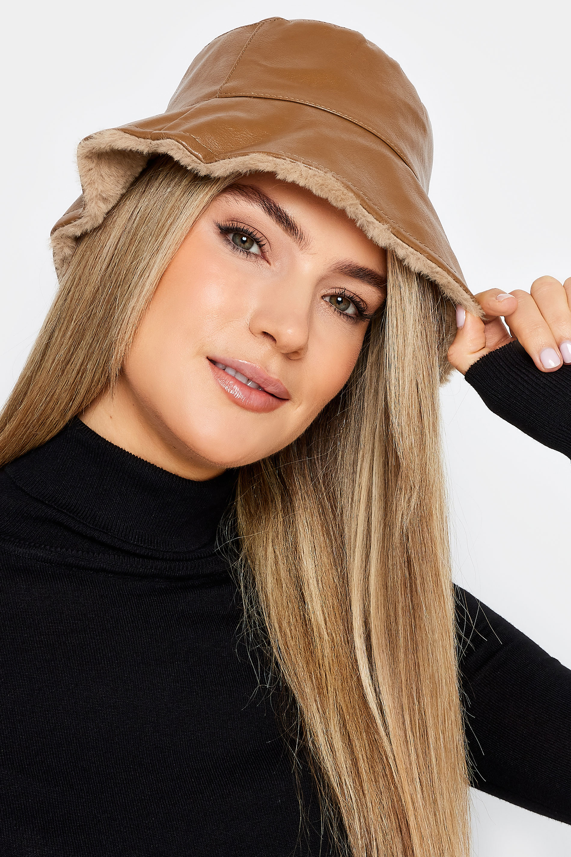 Tan Faux Leather Bucket Hat | Yours Clothing 1