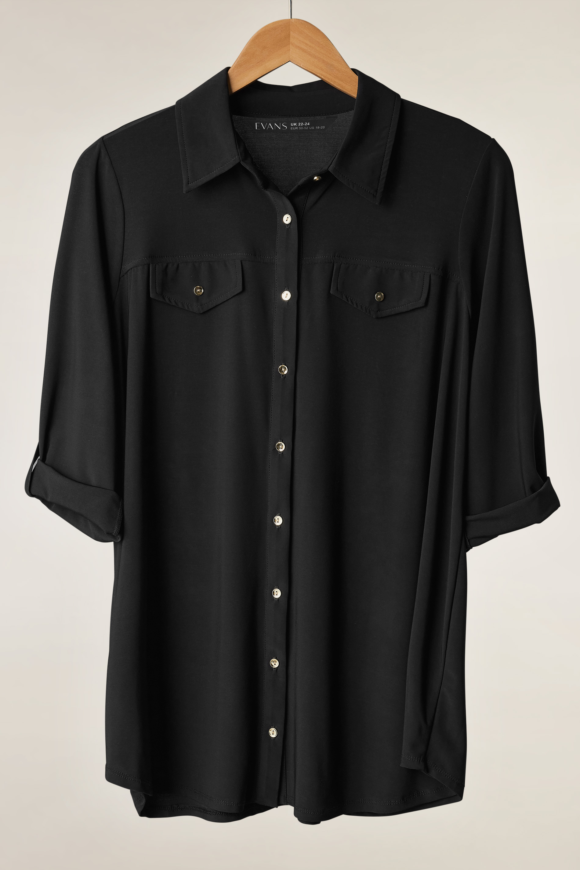 Evans Plus Size Black Tab Sleeve Blouse | Evans 7