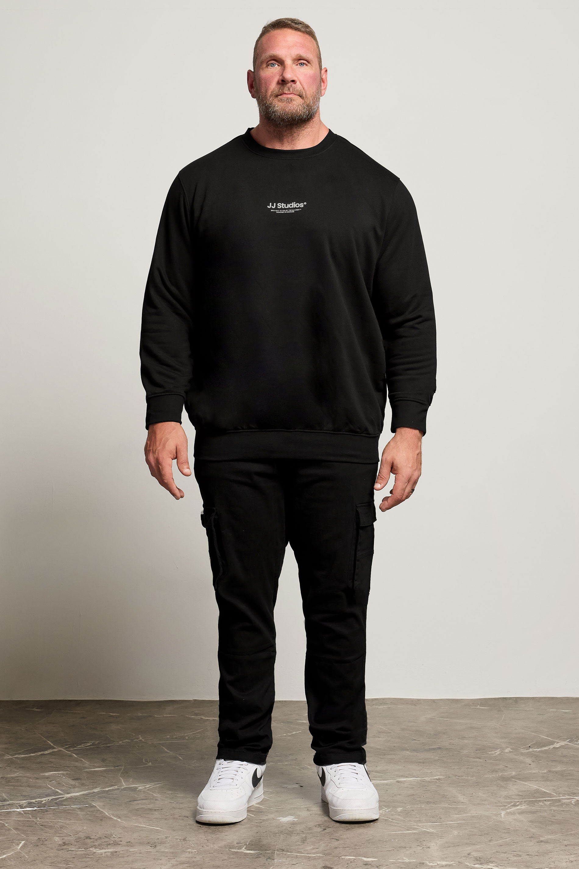 JACK & JONES Big & Tall Black JJ Studios Sweatshirt | BadRhino 1