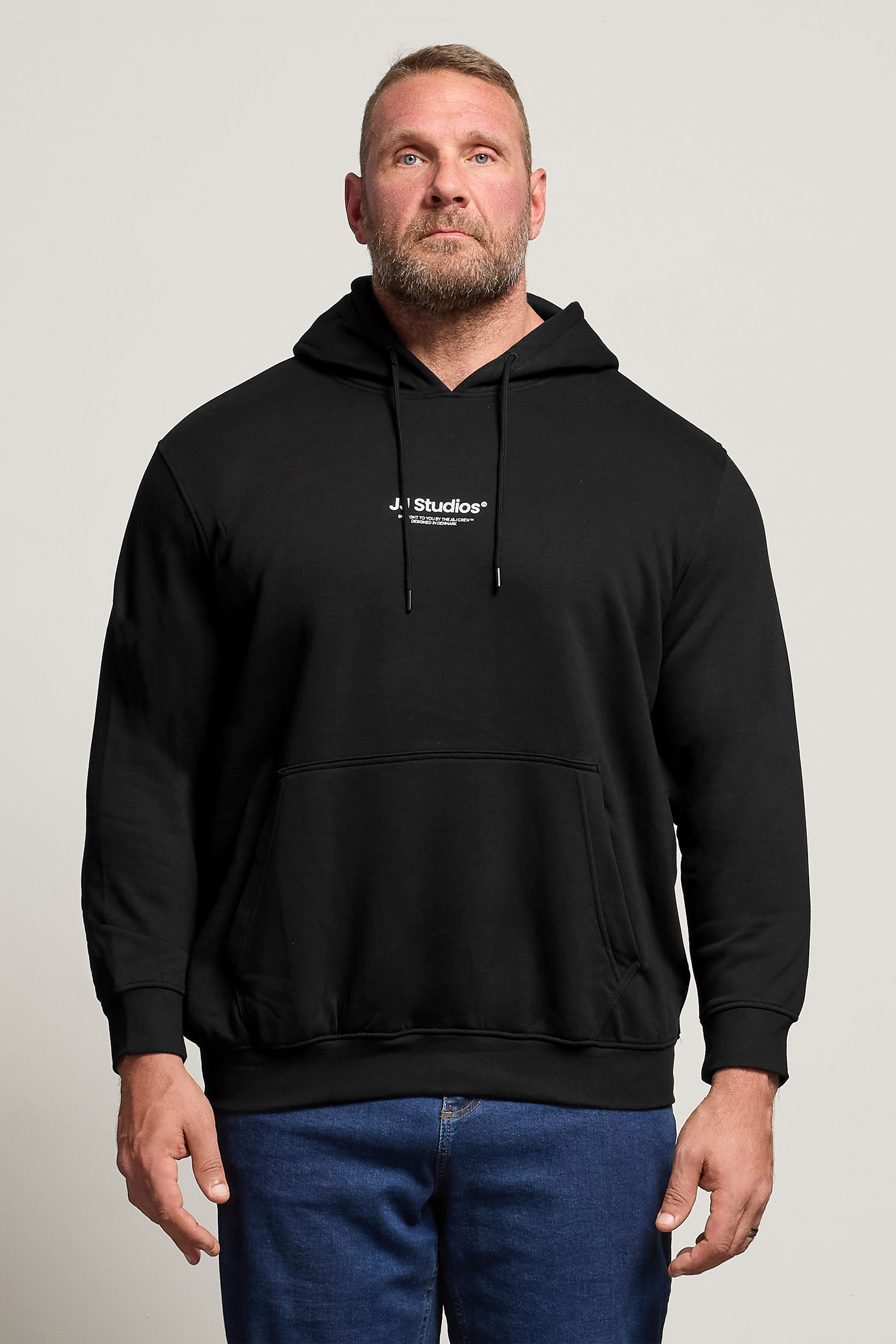 Jack & Jones Big & Tall Black JJ Studio Hoodie | BadRhino 3