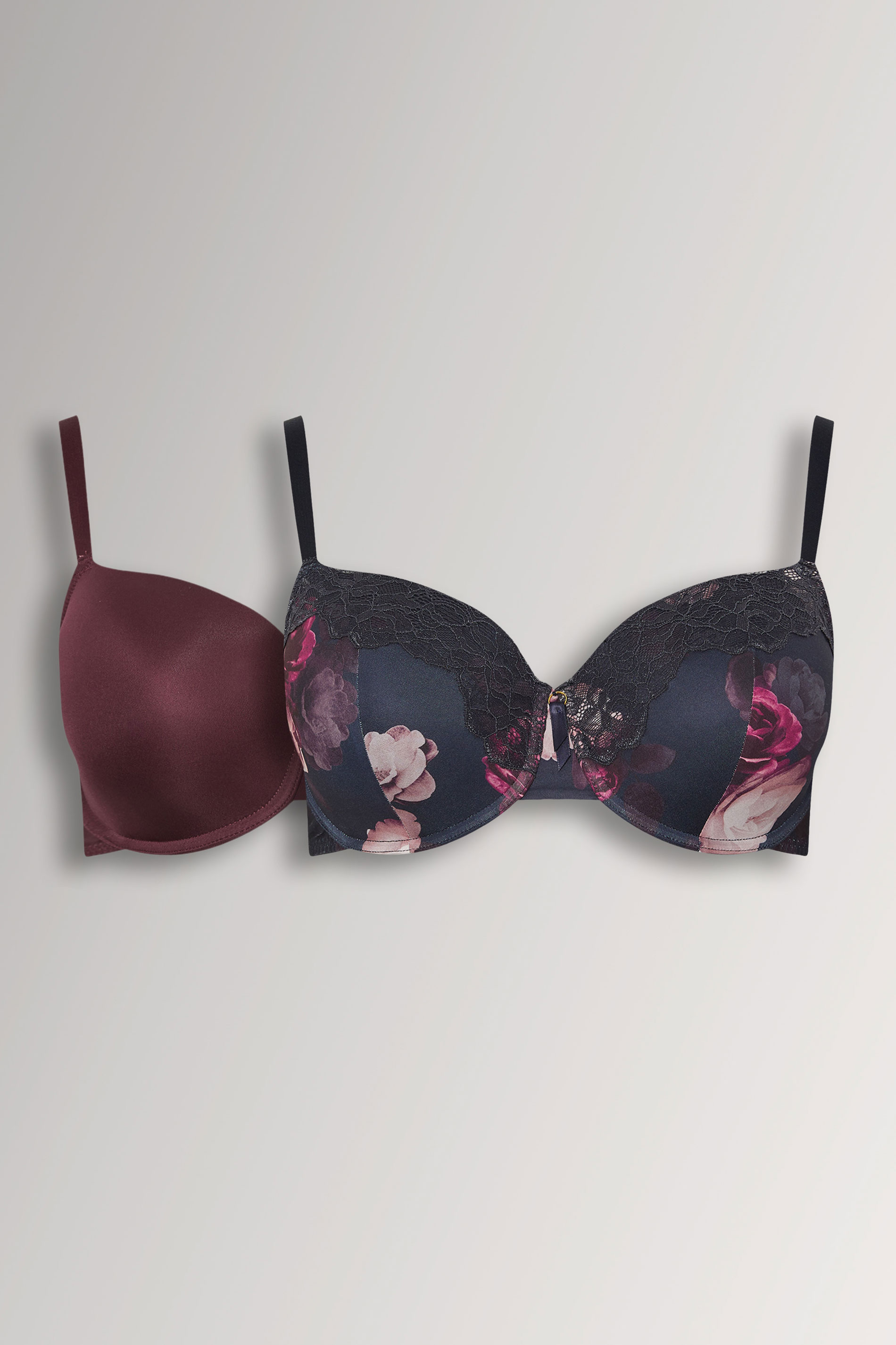 YOURSET 2 PACK Plus Size Navy Blue Floral Print T-Shirt Bras | Yours Clothing 3