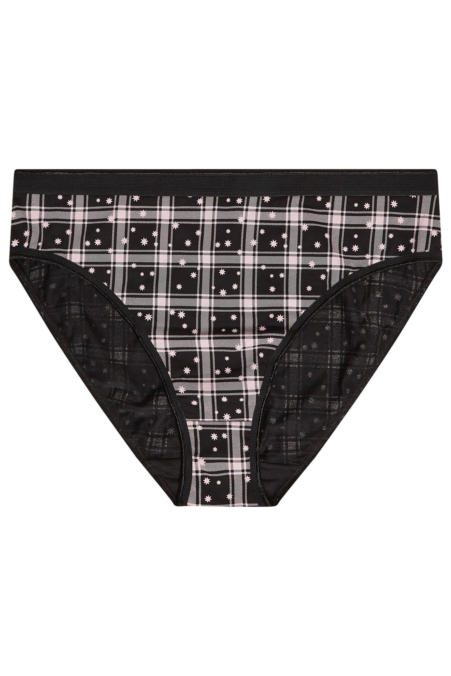 YOURSET 5 PACK Plus Size Black & Pink Check Print High Leg Knickers | Yours Clothing  6