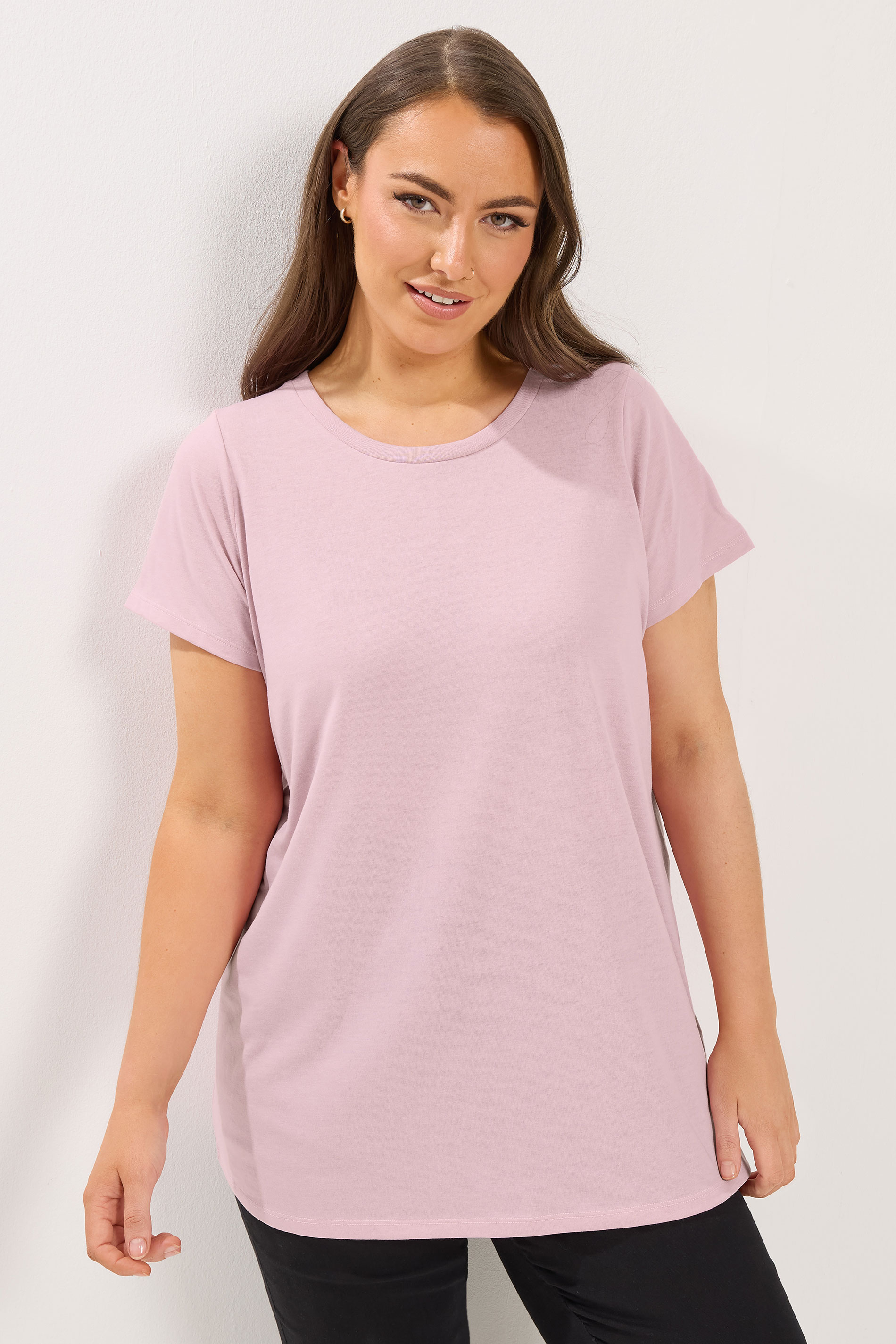 YOURSET 3 PACK Plus Size Chocolate Brown & Pink Core T-Shirts | Yours Clothing 2