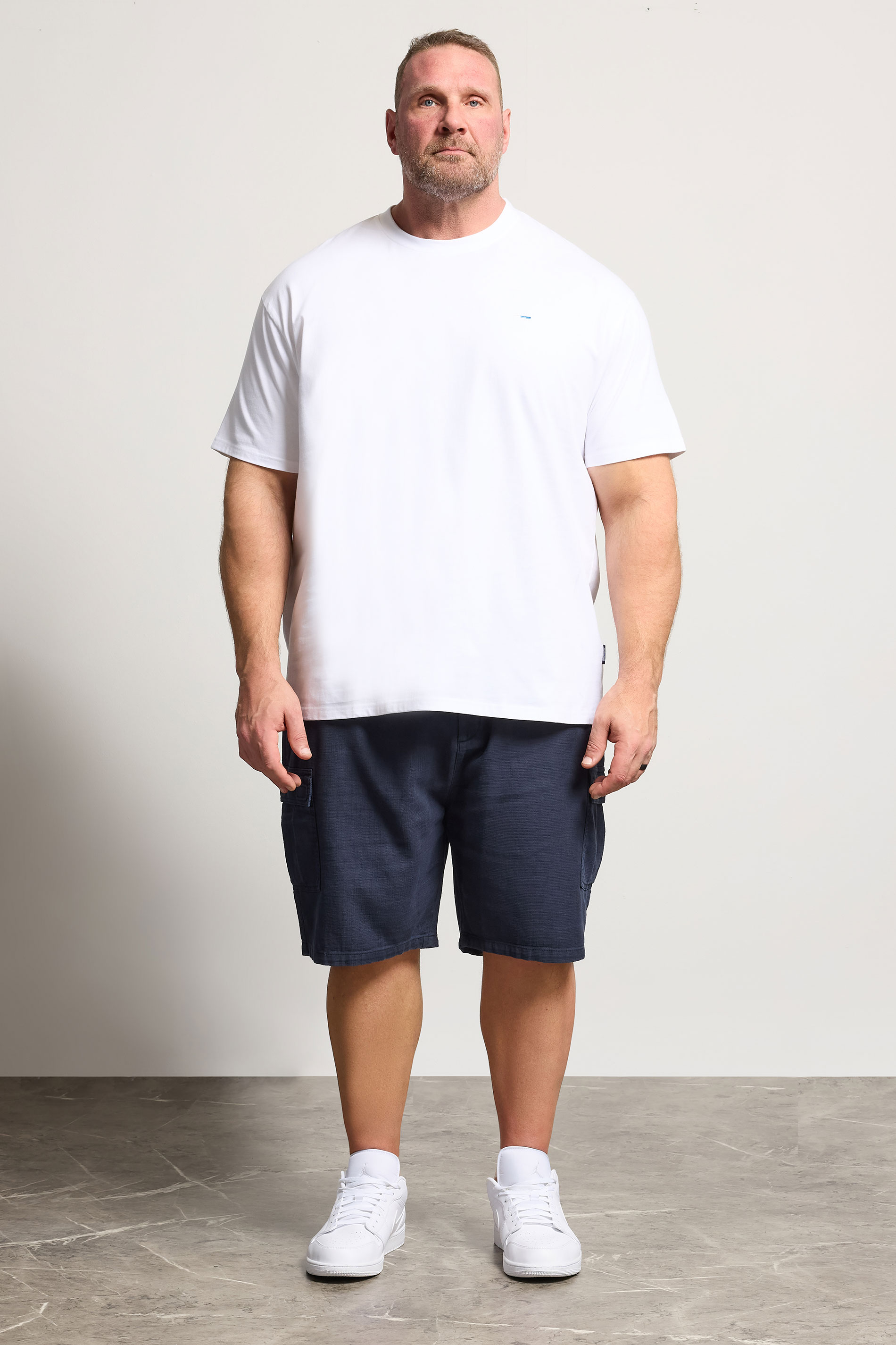 BadRhino Big & Tall Navy Blue Washed Slub Cotton Cargo Shorts | BadRhino 2