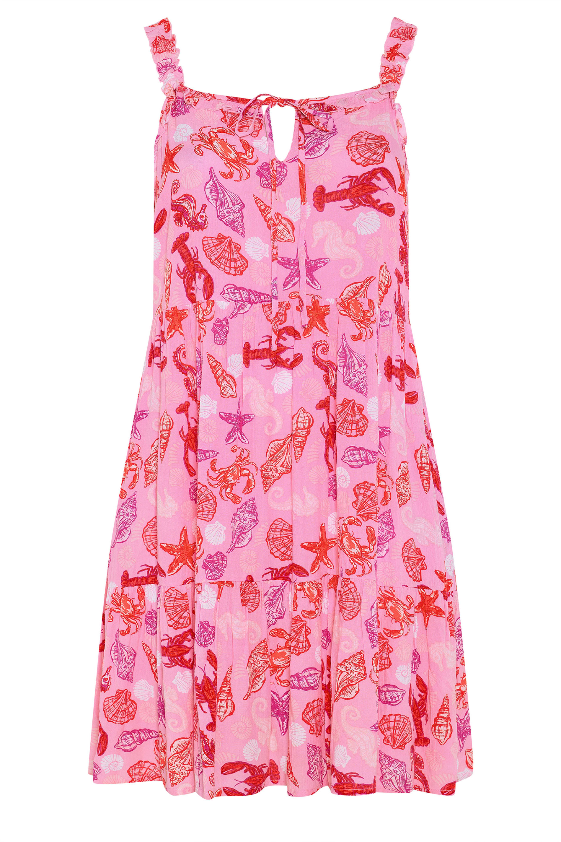 YOURS Plus Size Pink Mixed Shell Print Dress | Yours Clothing 7