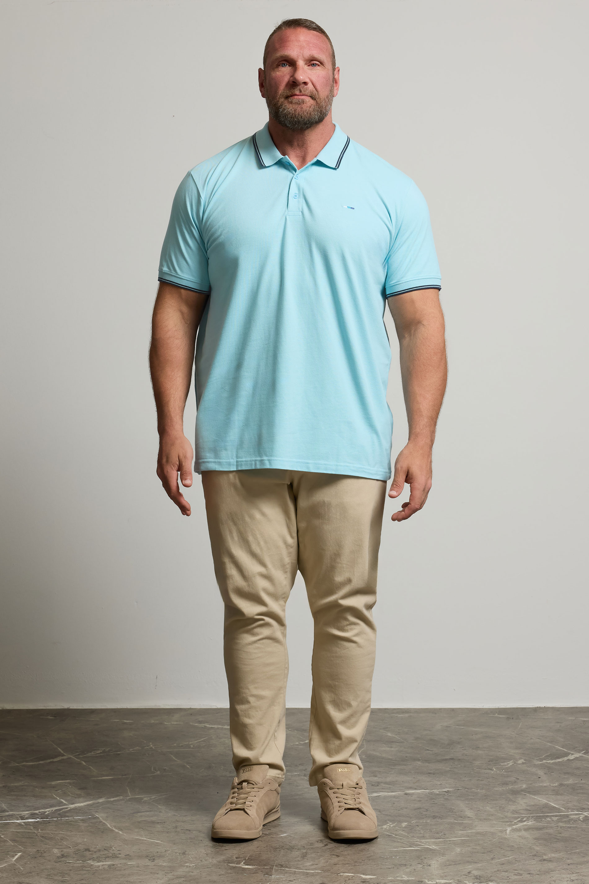 BadRhino Big & Tall 3 Pack Blue & Orange Tipped Polo Shirts | BadRhino 5