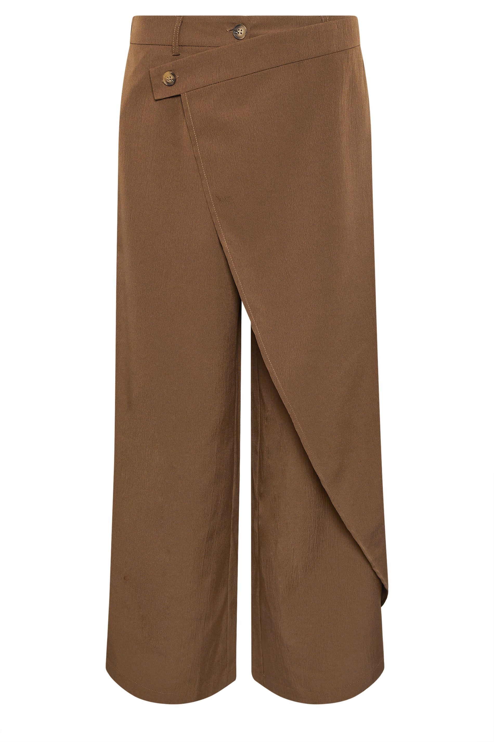 PixieGirl Petite Women's Camel Brown Wrap Wide Leg Trousers | PixieGirl 5