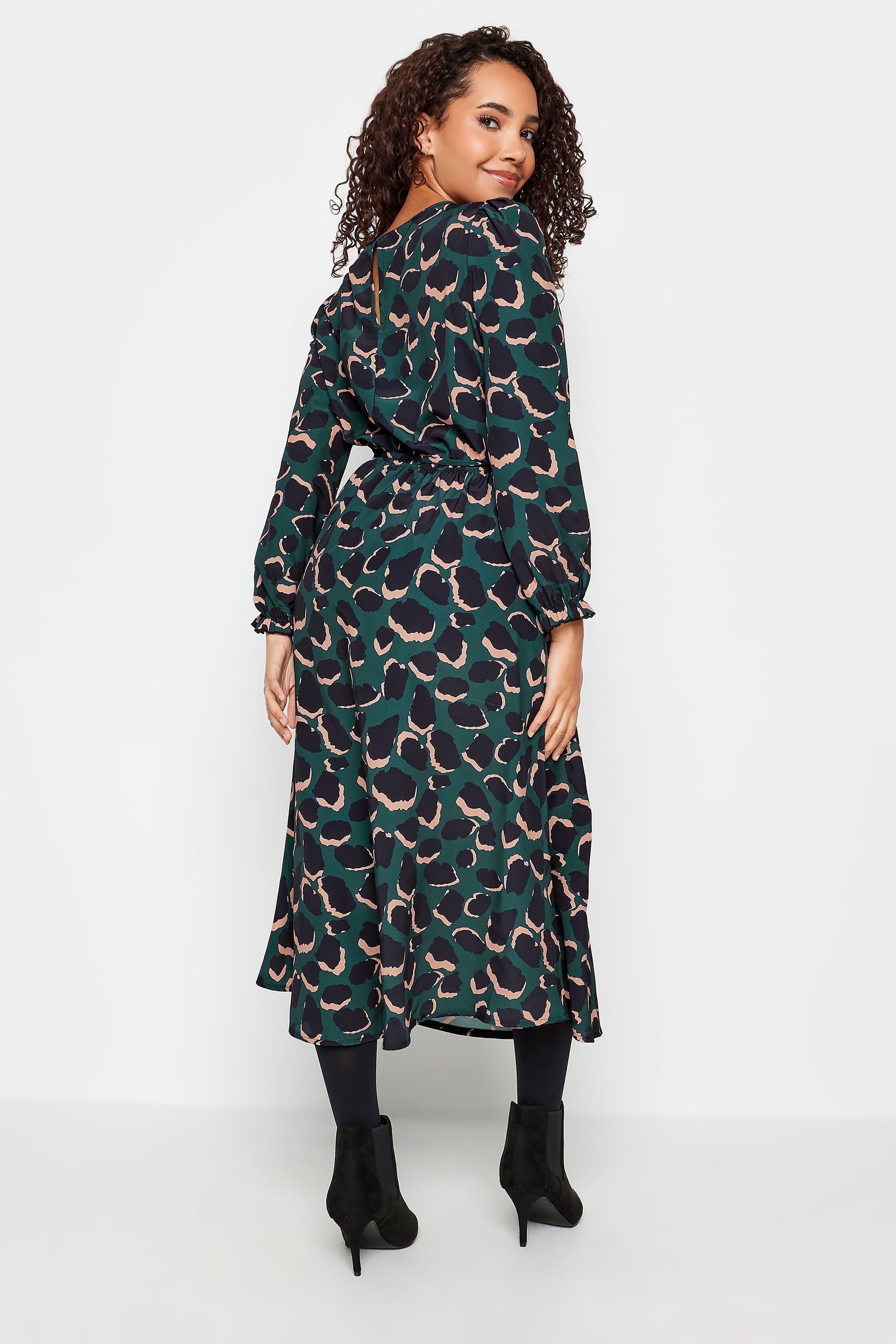 M&Co Green Abstract Print Smock Dress | M&Co 3