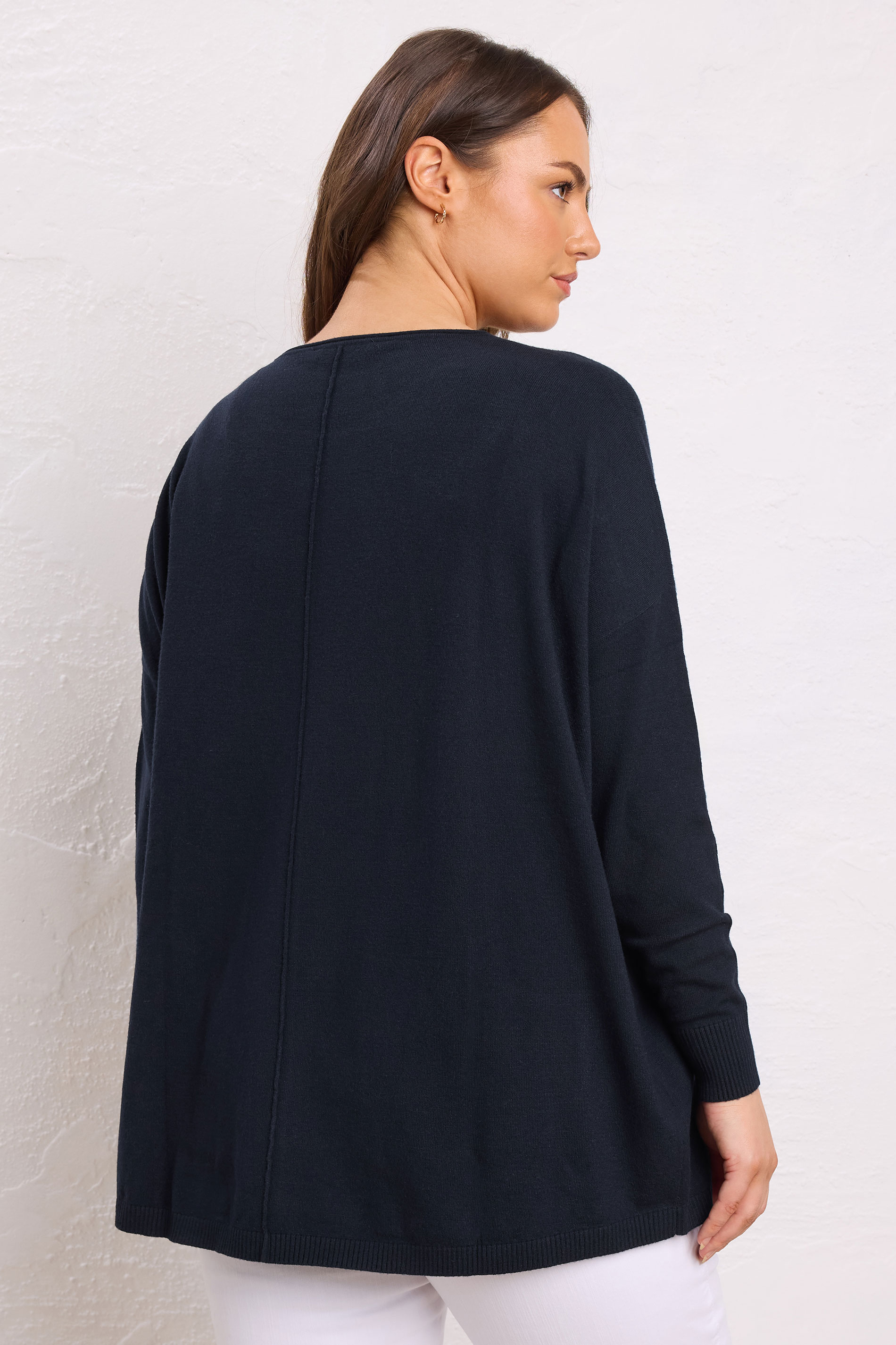 EVANS Plus Size Navy Blue Soft Touch Front Seam Jumper | Evans 4