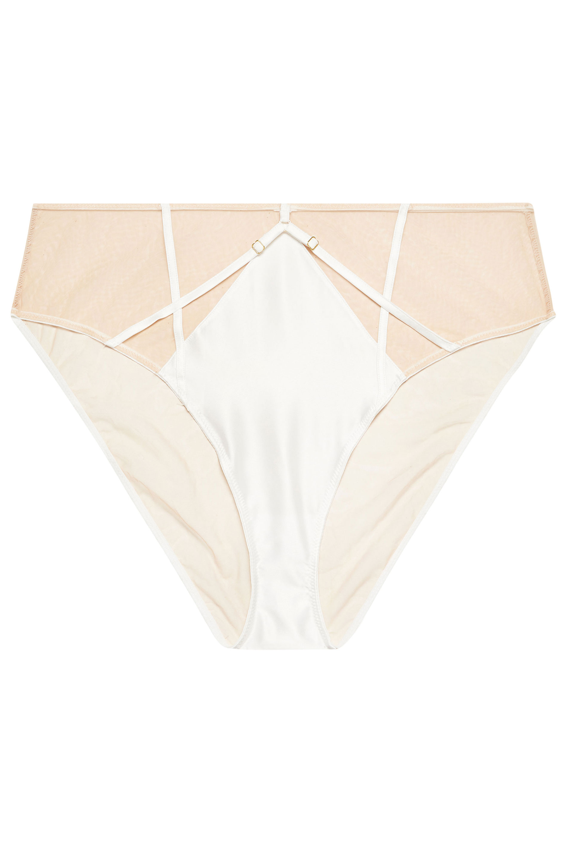 PLAYFUL PROMISES White Romana Illusion Strap High Waisted Mesh Briefs | Yours Clothing 6