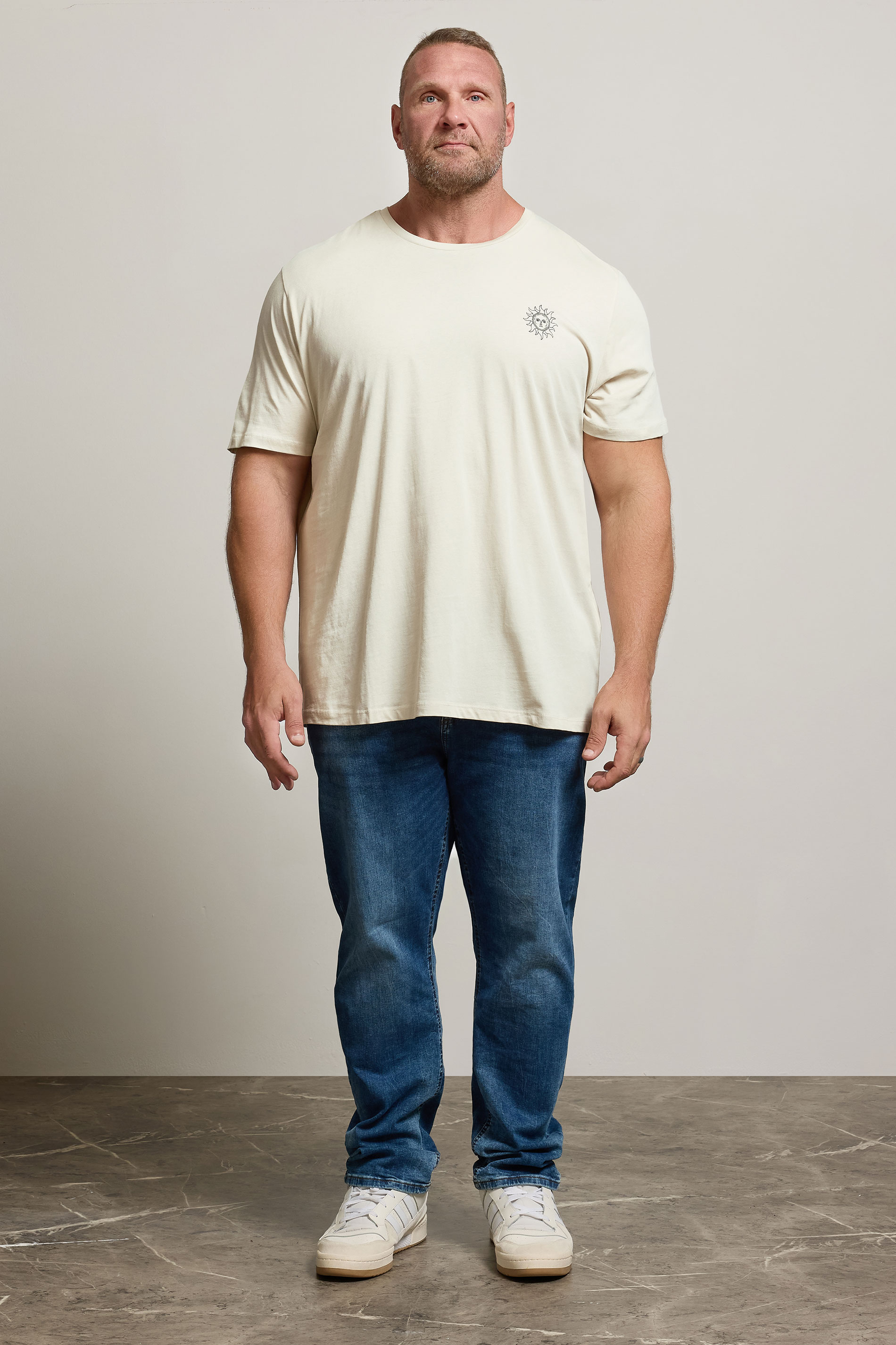 JACK & JONES Big & Tall Moonbeam White 'Astrology Sun' Print T-Shirt | BadRhino 1