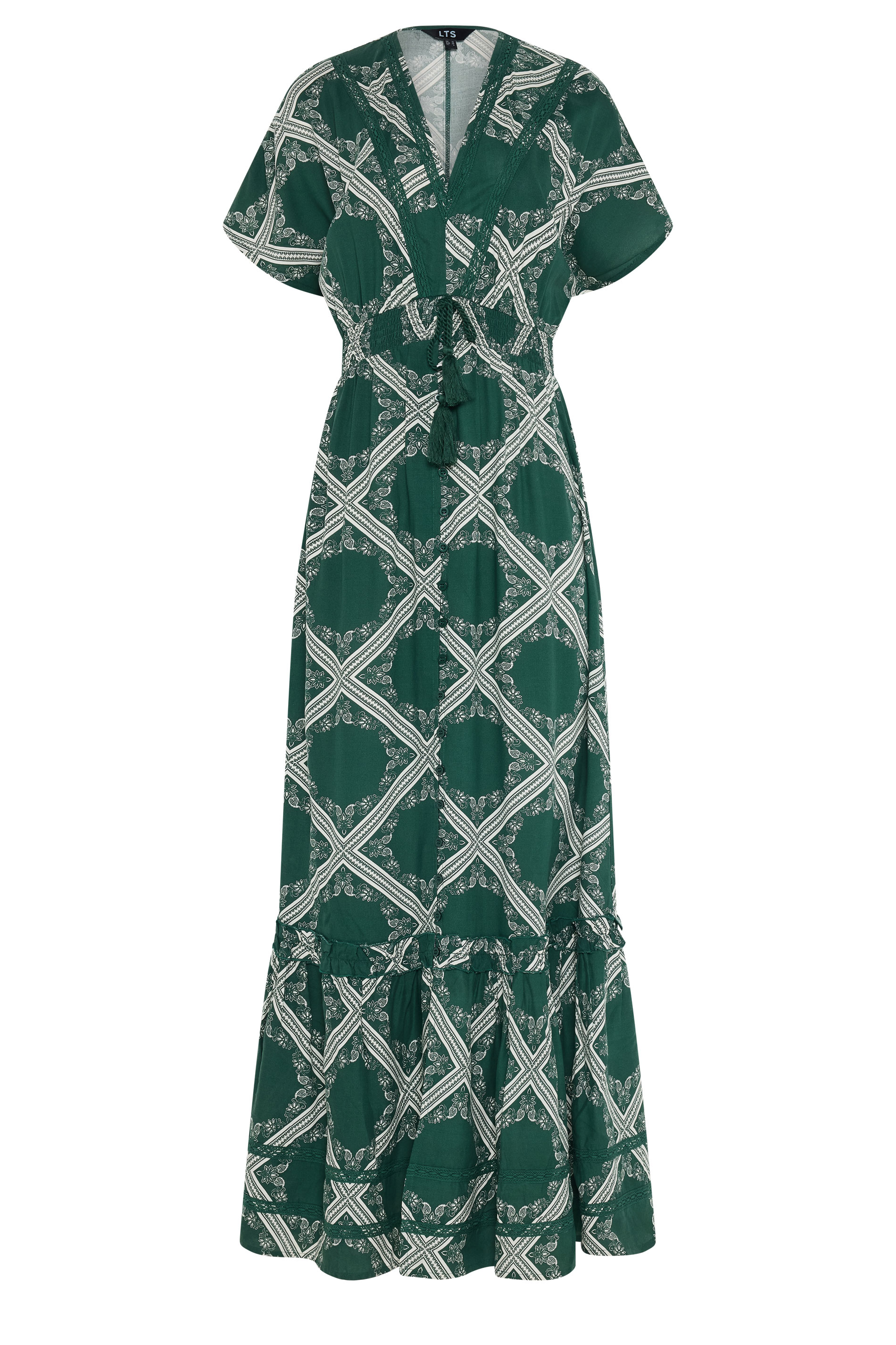 LTS Tall Women's Green Scarf Print Button Maxi Dress | Long Tall Sally 5