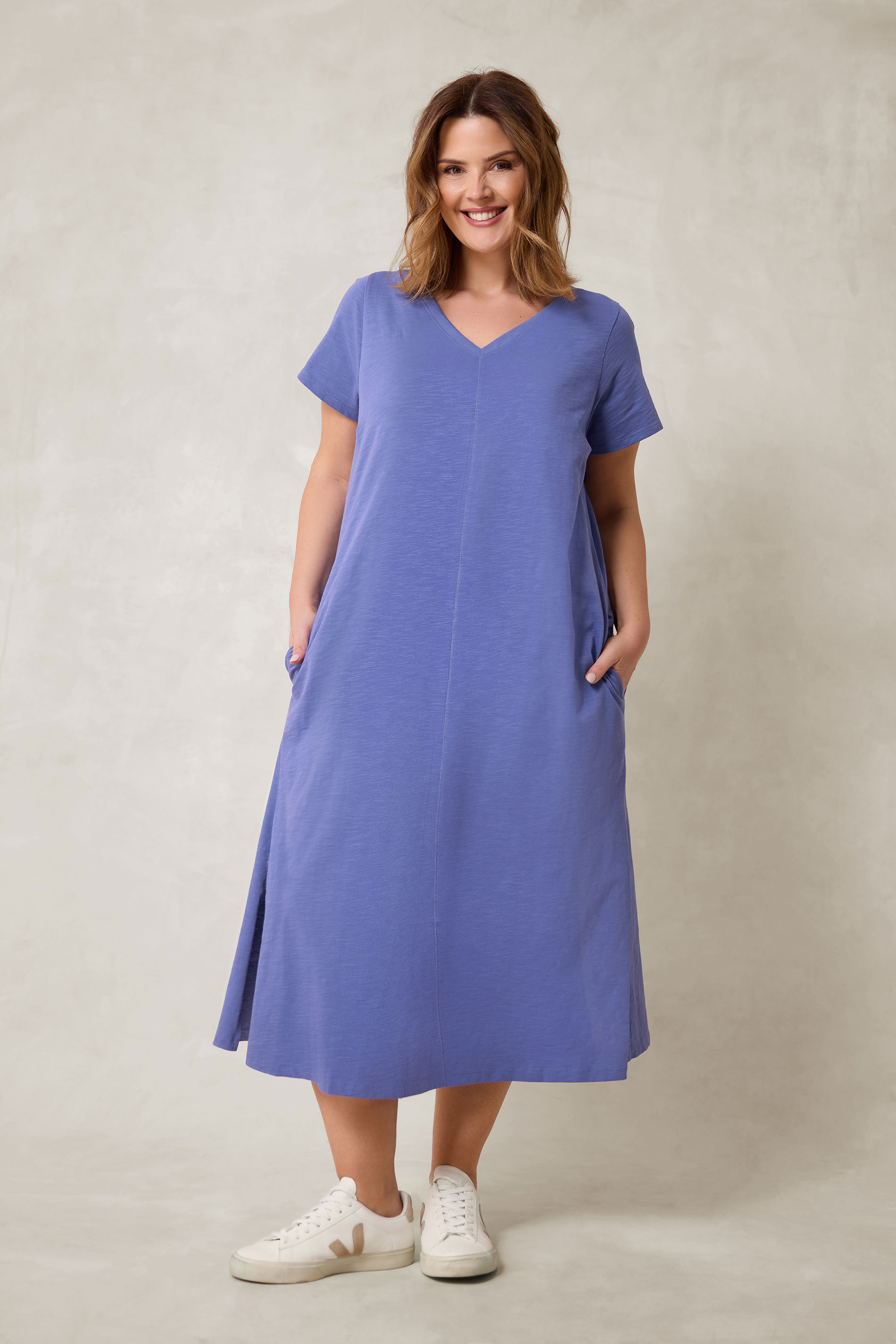 EVANS Plus Size Bright Blue Premium Cotton Dress | Evans 3