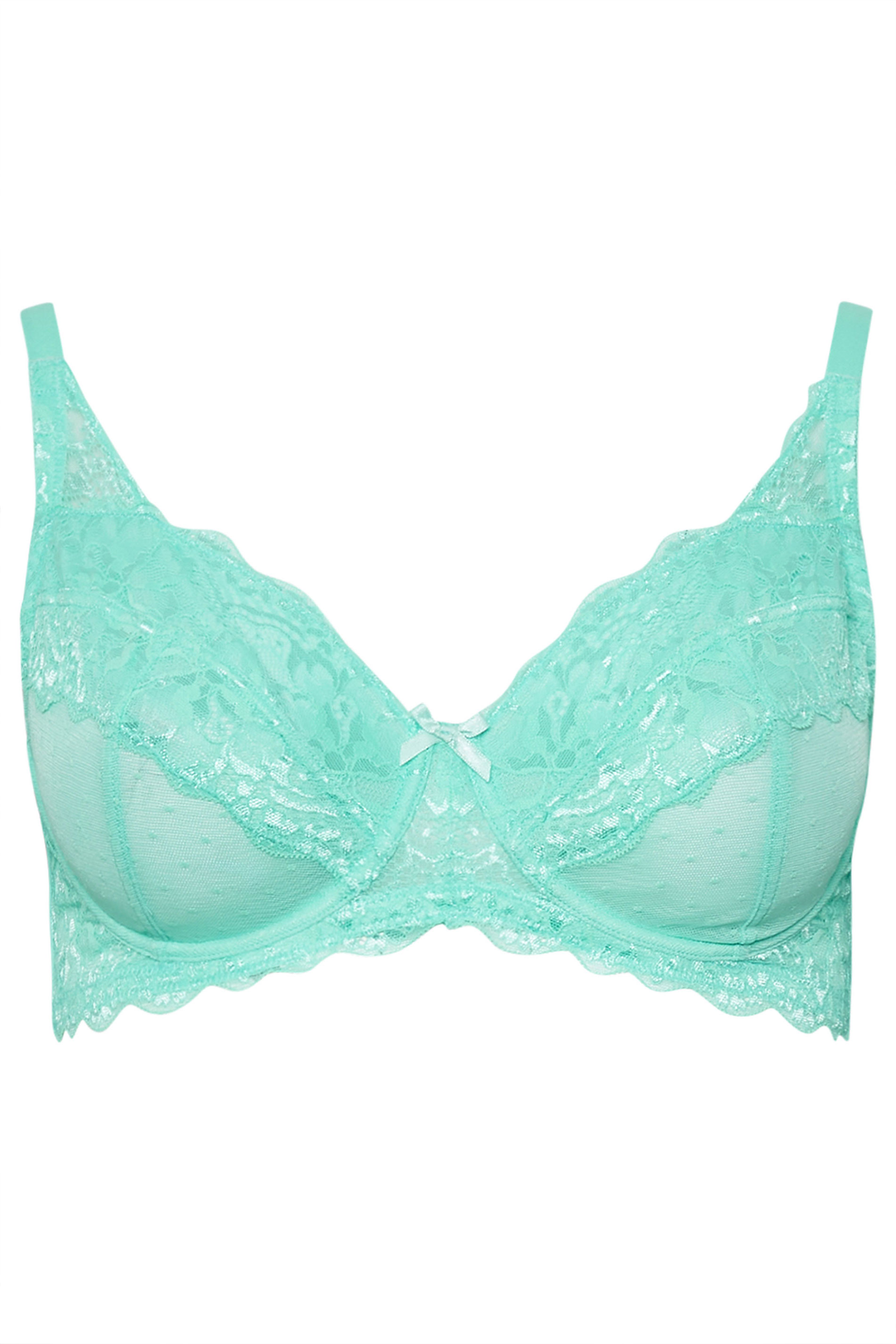YOURSET 2 PACK Plus Size Blue & White Lace Underwired Mesh Bras | Yours Clothing 9