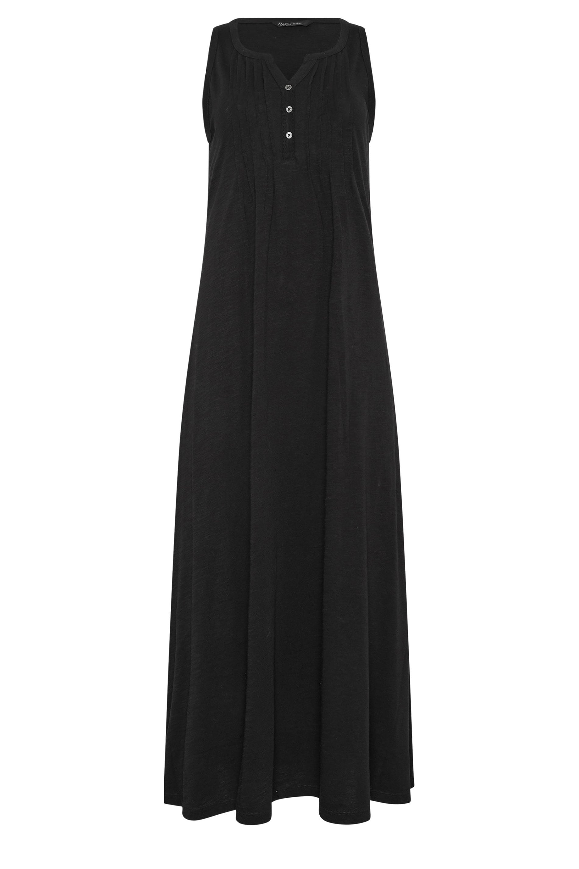 M&Co Petite Black Sleeveless Cotton Henley Maxi Dress | M&Co