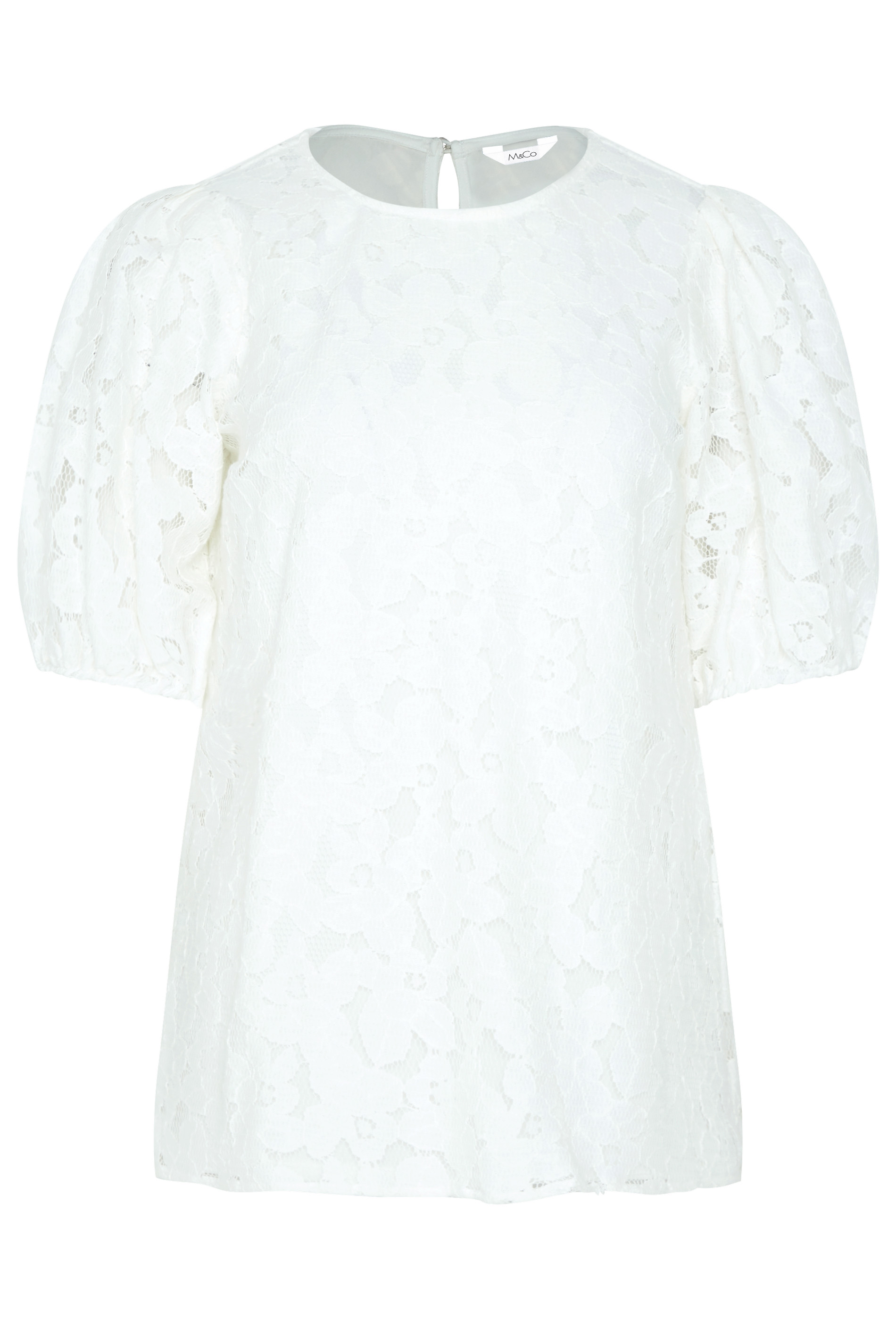M&Co White Lace Puff Sleeve Blouse | M&Co