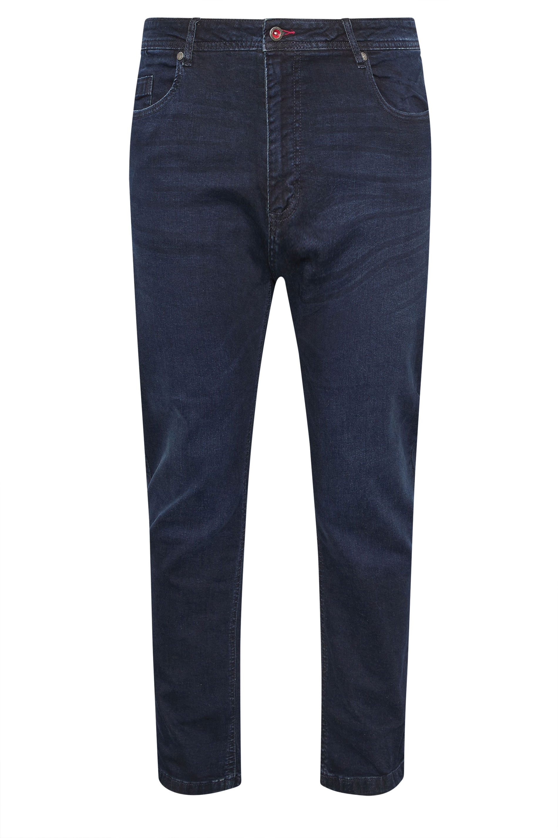 D555 Big & Tall Blue Black Tapered Stretch Jeans | BadRhino 2