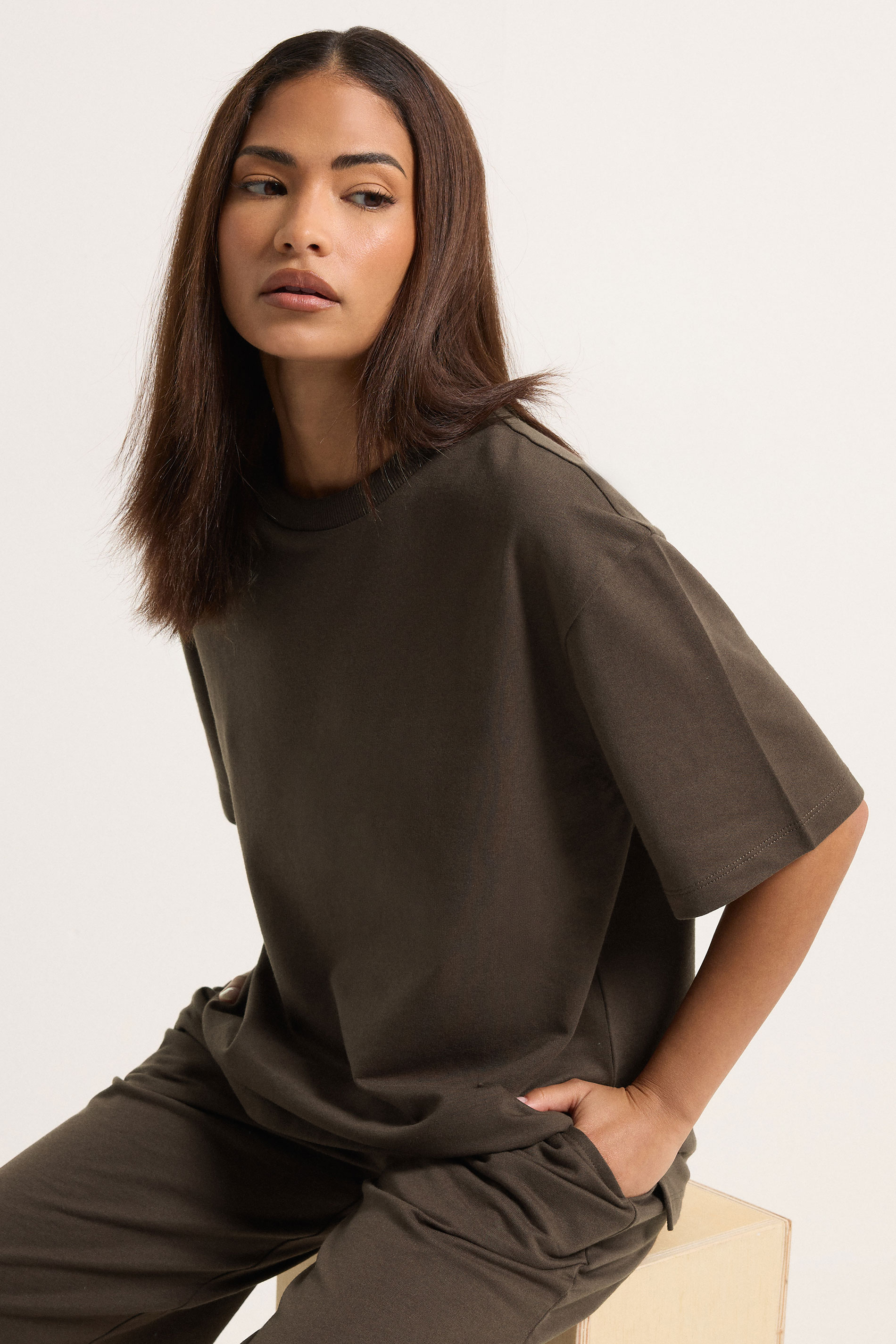 PixieGirl Petite Women's Chocolate Cotton Brown T-Shirt | PixieGirl 3