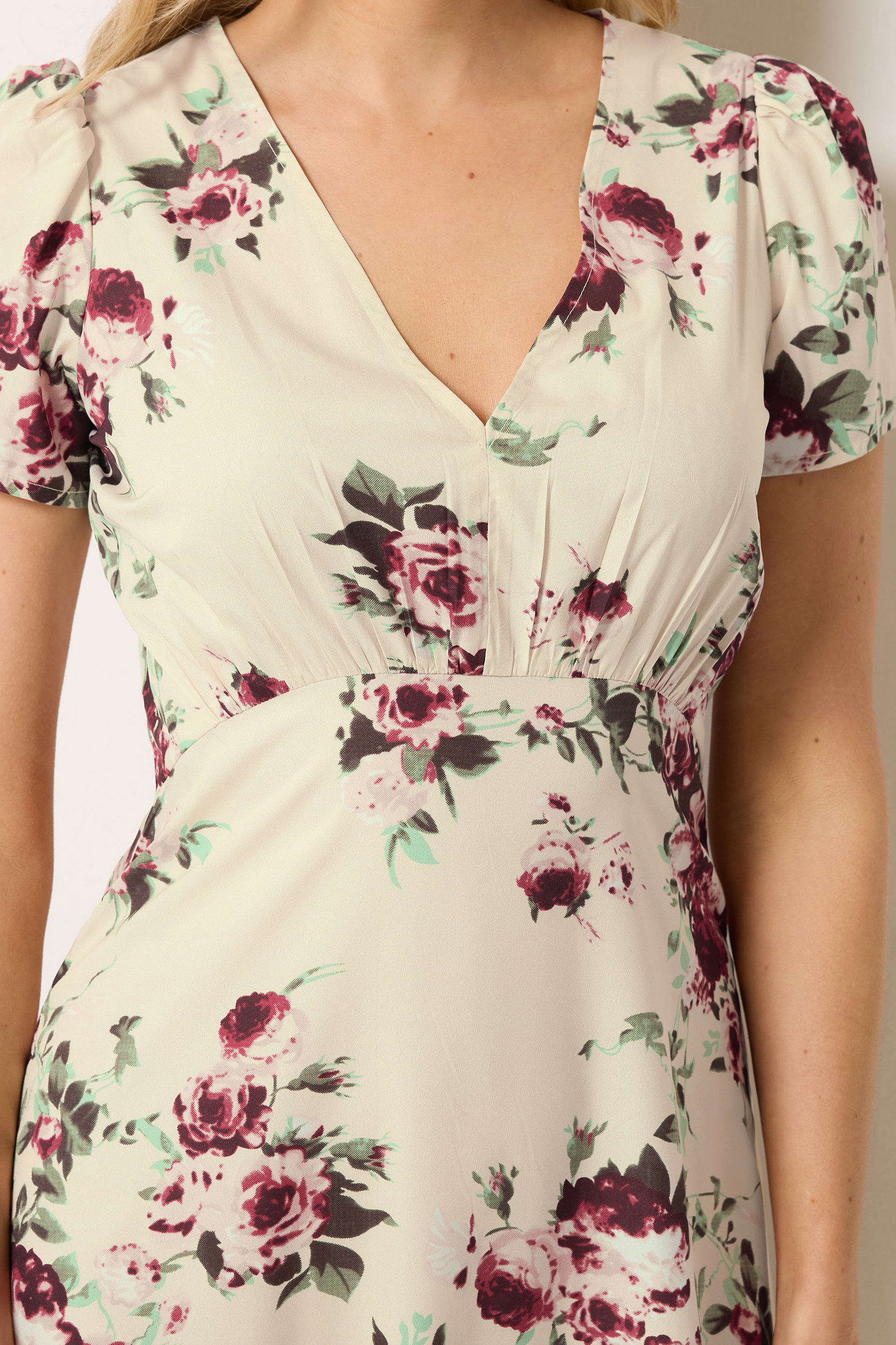 LTS Tall Women's Cream Floral Print Midi Dress | Long Tall Sally 4