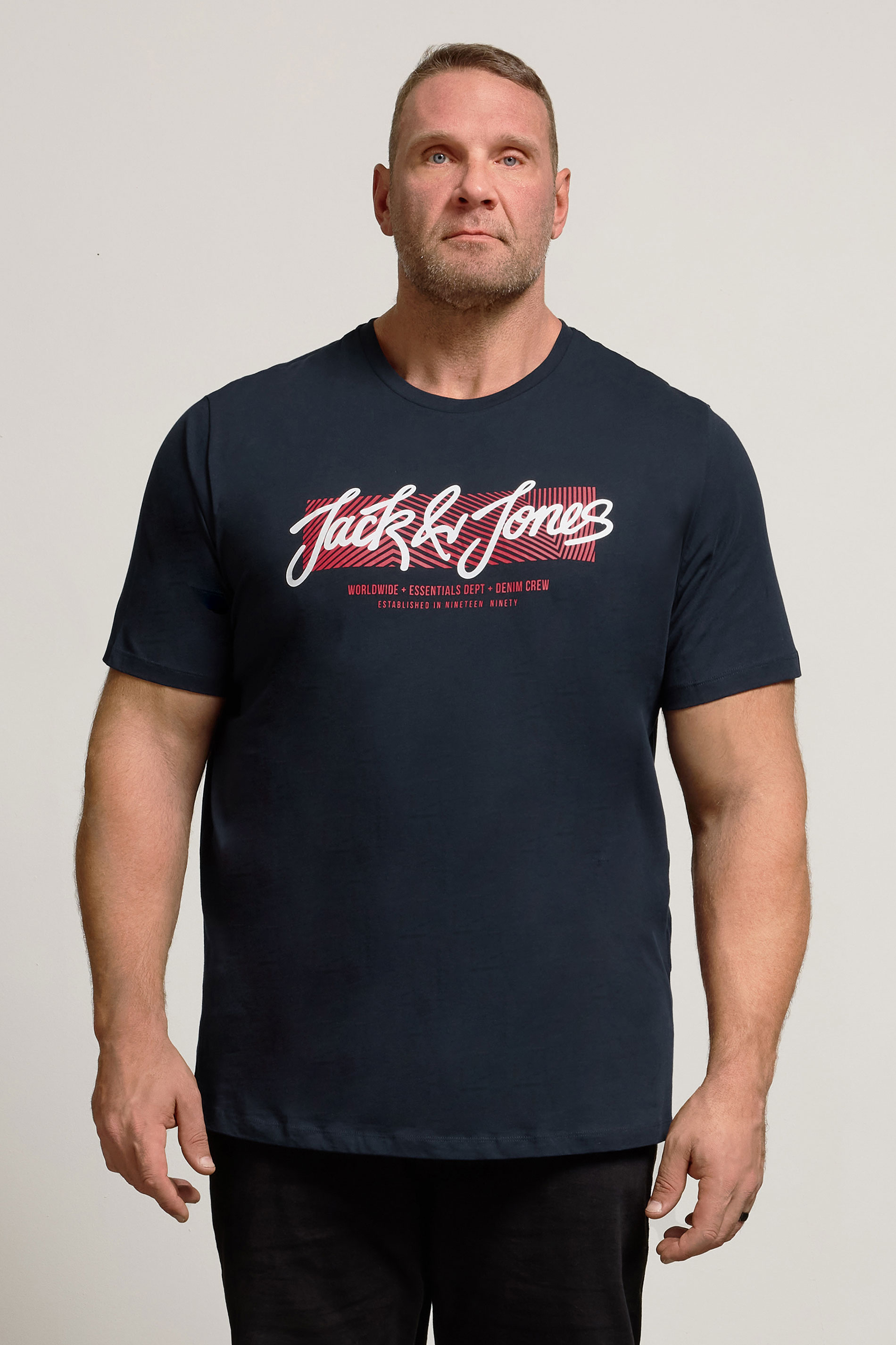 JACK & JONES Big & Tall Sky Captain Blue Urban T-Shirt | BadRhino 3