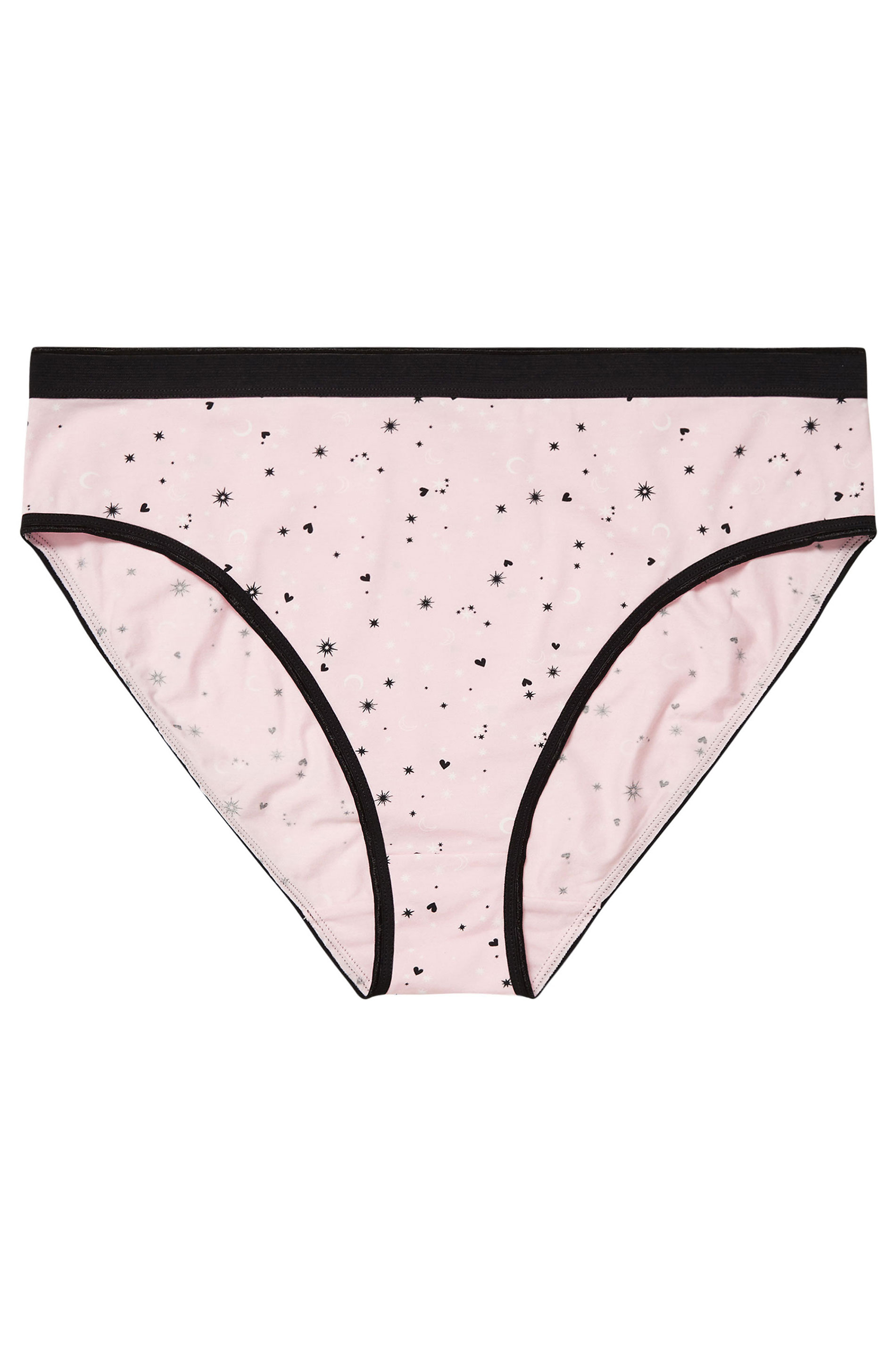 YOURSET 5 PACK Plus Size Black & Pink Star Print High Leg Knickers | Yours Clothing  6