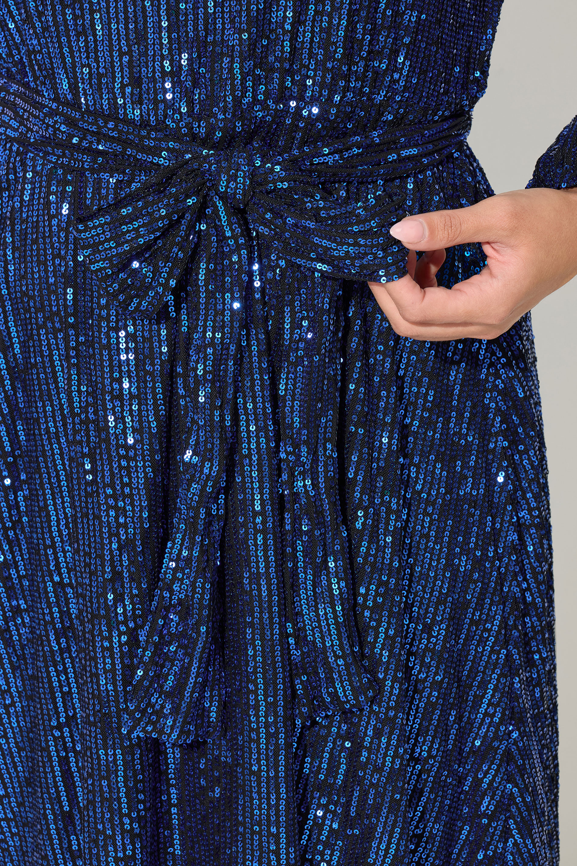 YOURS LONDON Plus Size Blue Sequin Skater Midi Dress | Yours Clothing 4