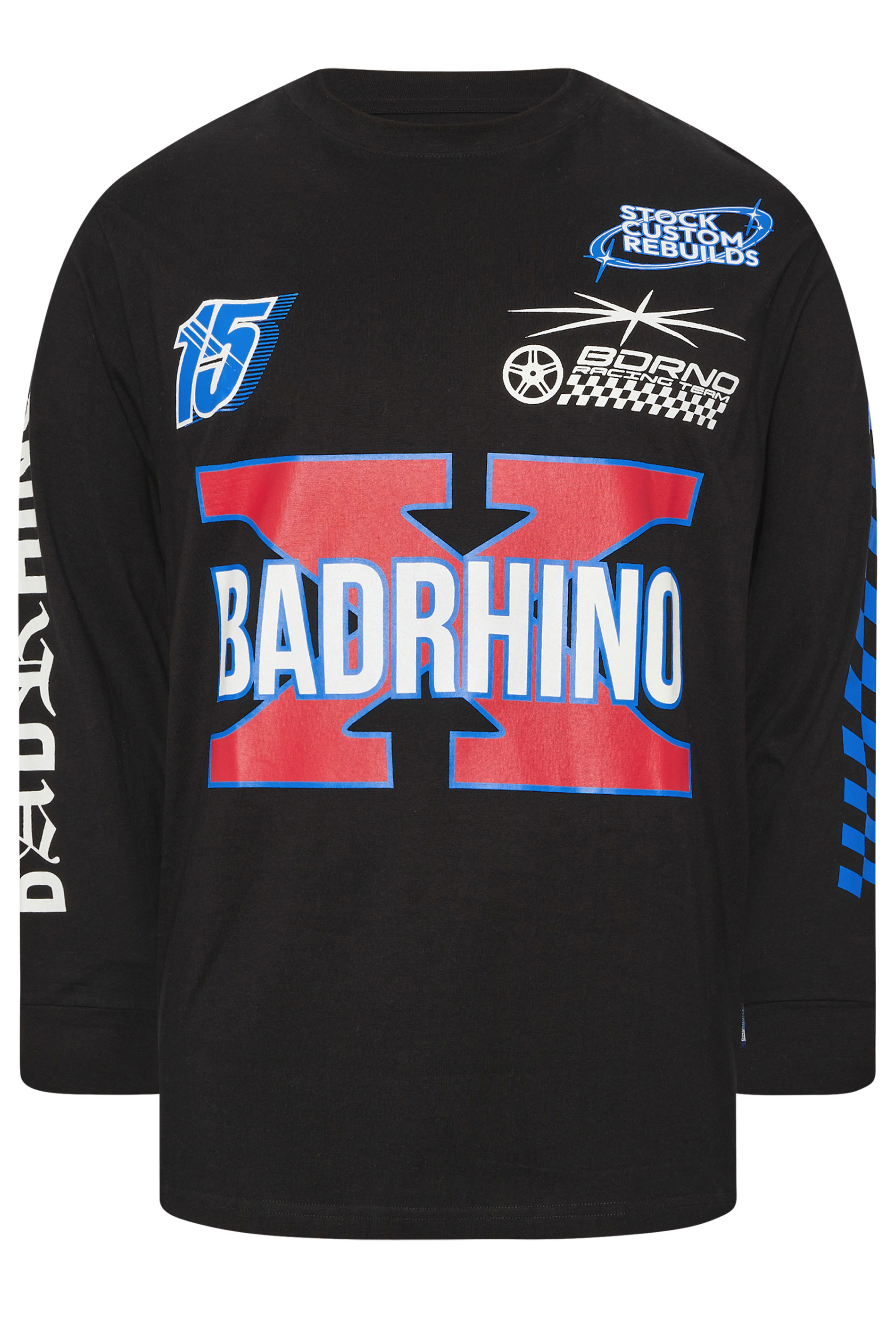 BadRhino Big & Tall Black Long Sleeve Racing Graphic T-shirt | BadRhino 6