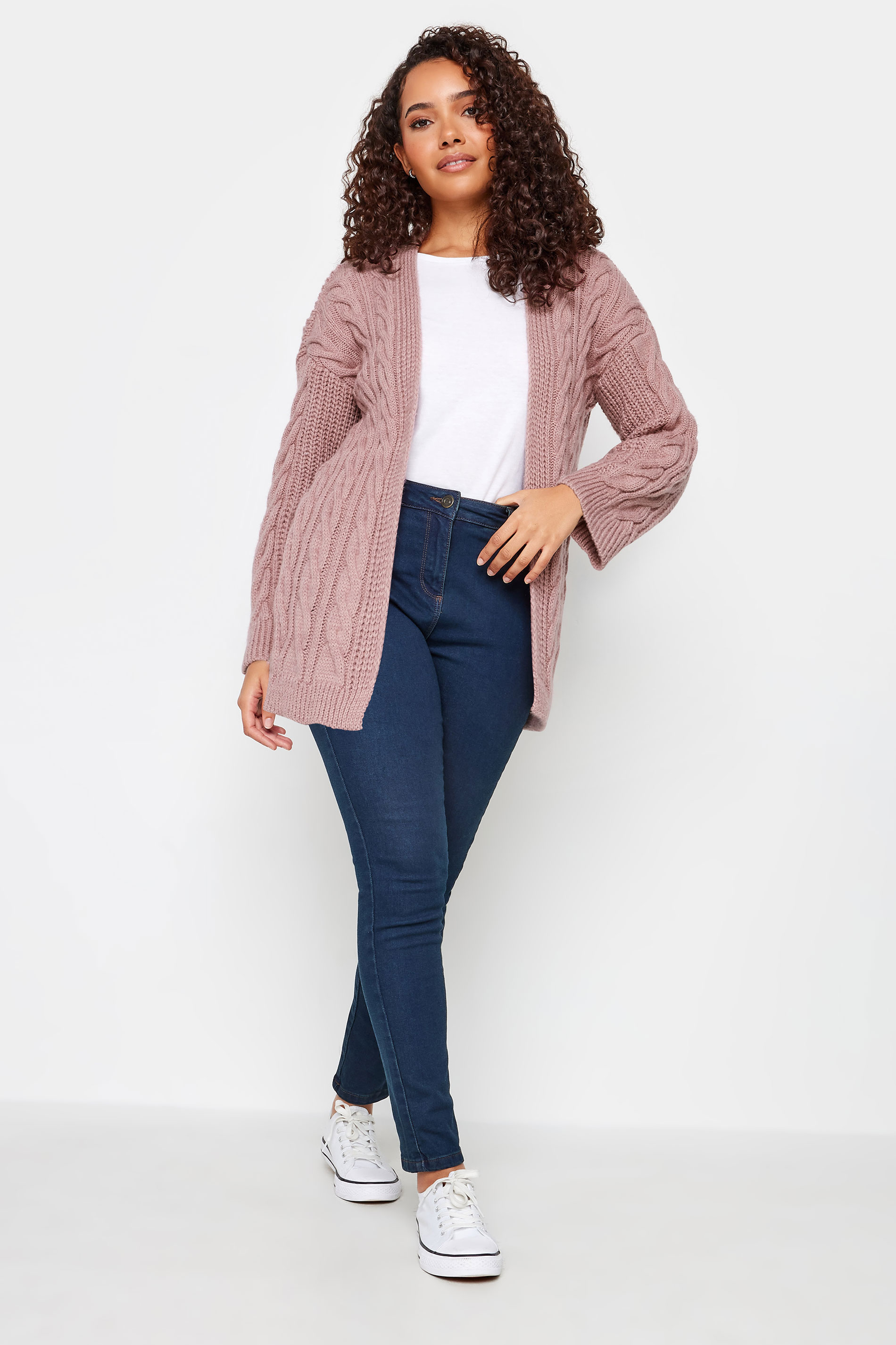 M&Co Petite Pink Chunky Cable Knit Cardigan | M&Co 2