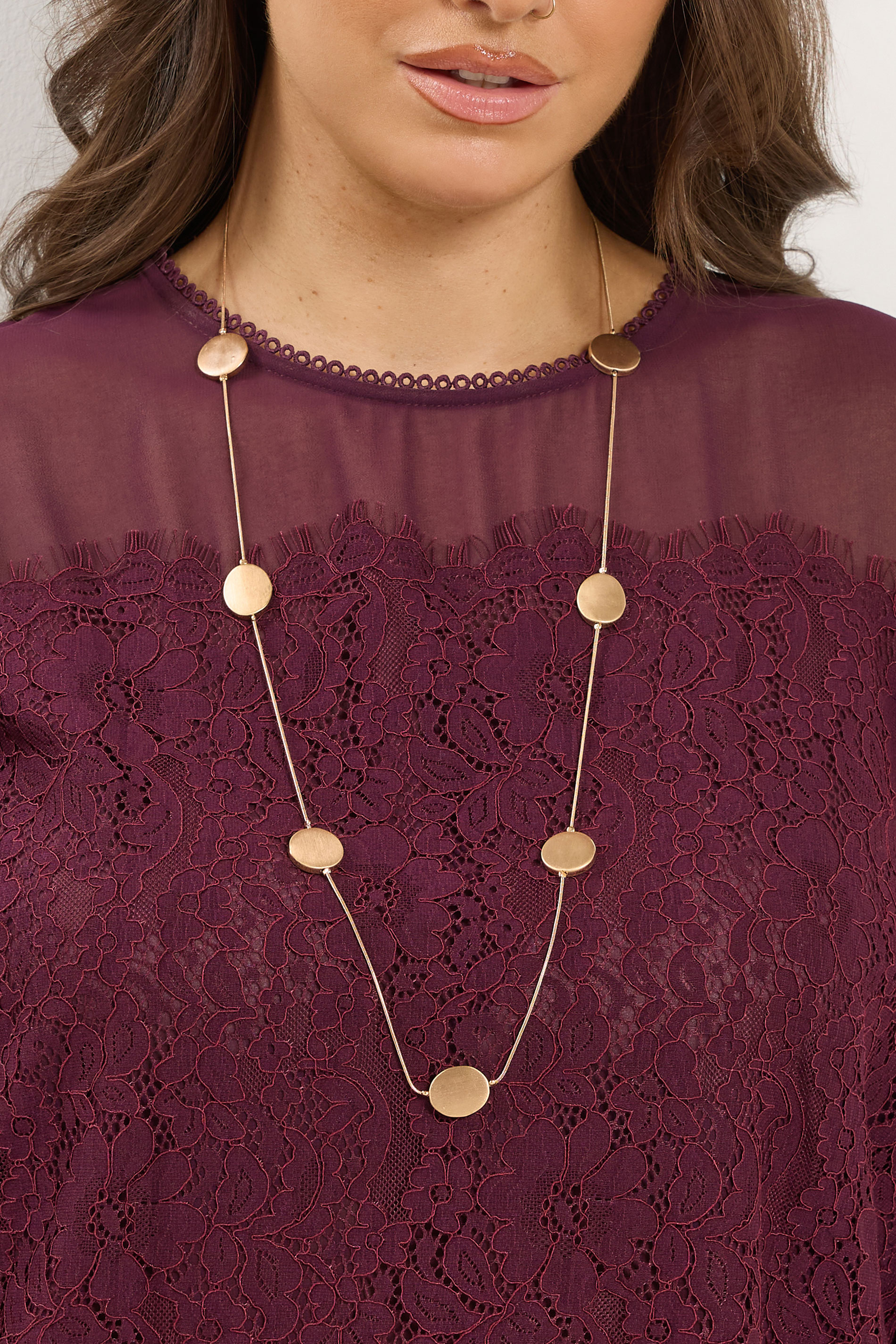 Women's Gold Yours Tone Long Circle Beaded Necklace Size One Size