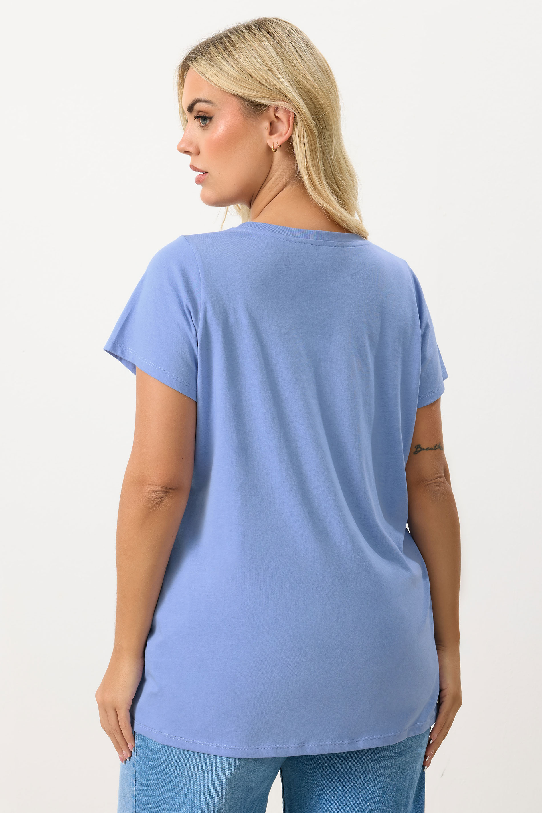 YOURS Plus Size Blue Core T-Shirt | Yours Clothing 2