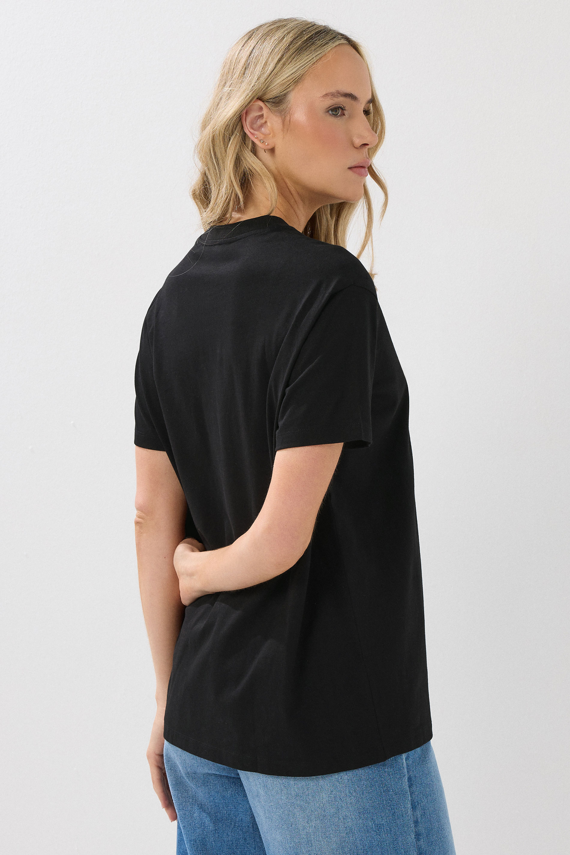 LTS Tall Black Flower Graphic Cotton T-Shirt | Long Tall Sally 2