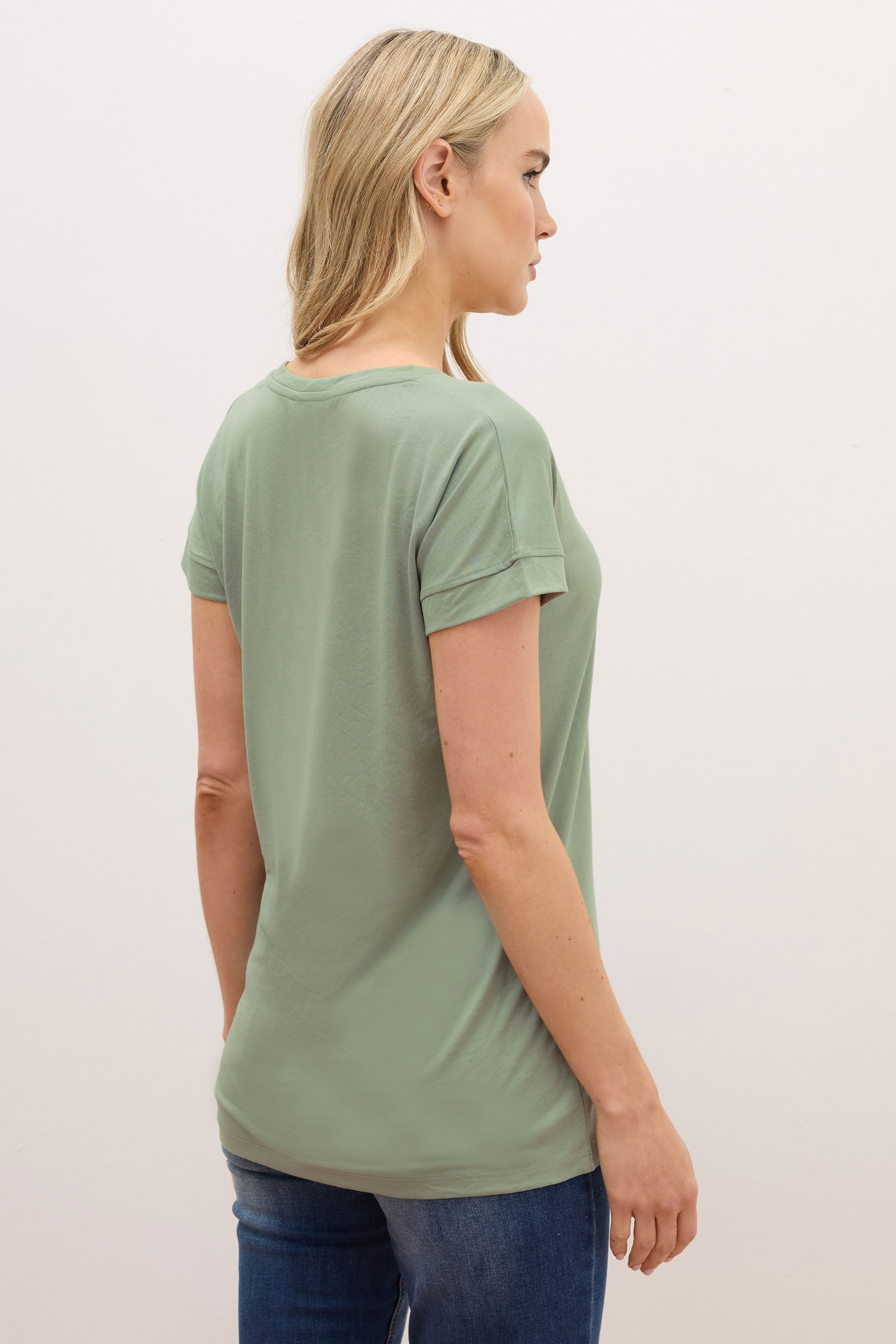 LTS PREMIUM Tall Sage Green V-Neck Modal T-Shirts | Long Tall Sally 2