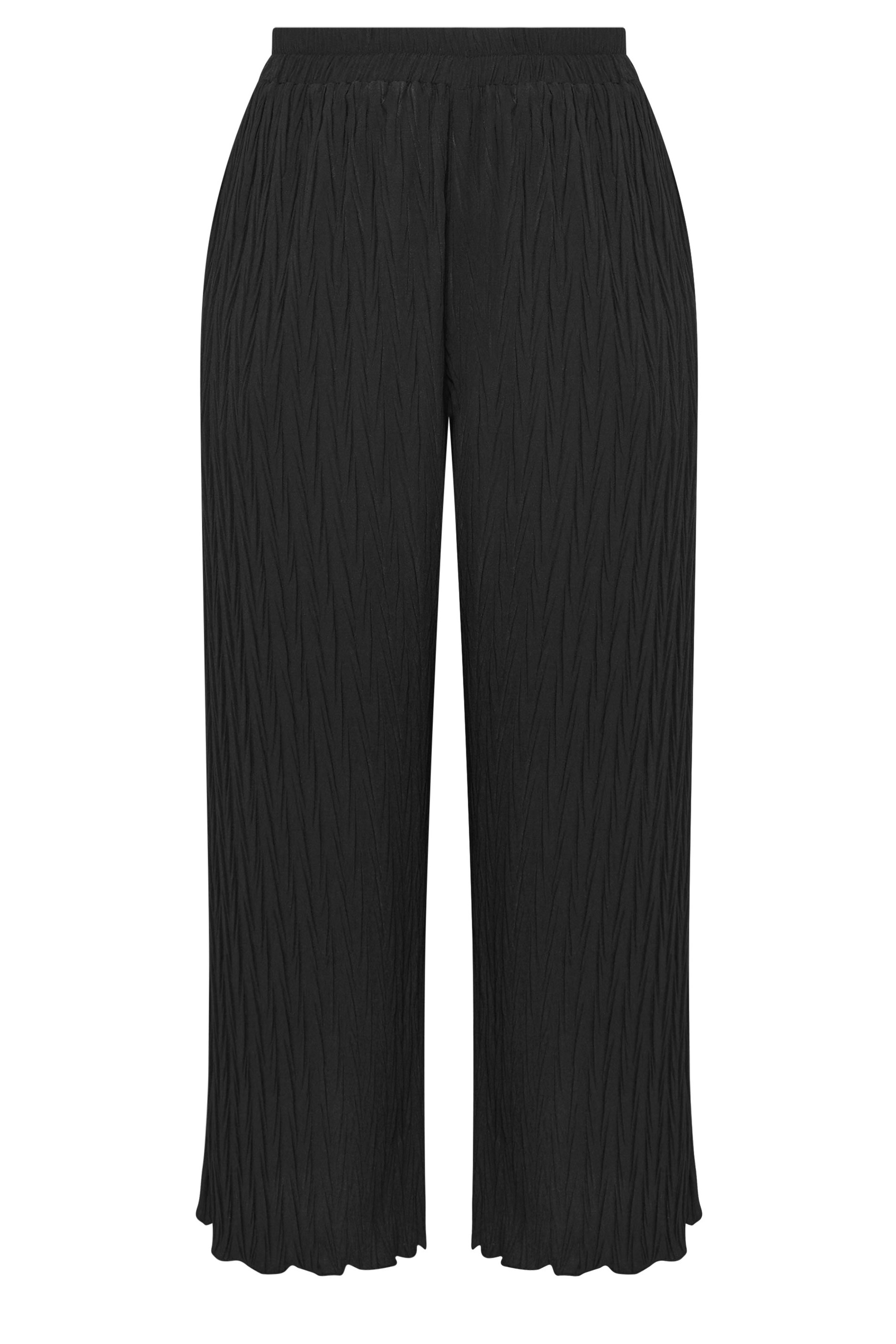 EVANS Plus Size Black Textured Wide Leg Trousers | Evans 6