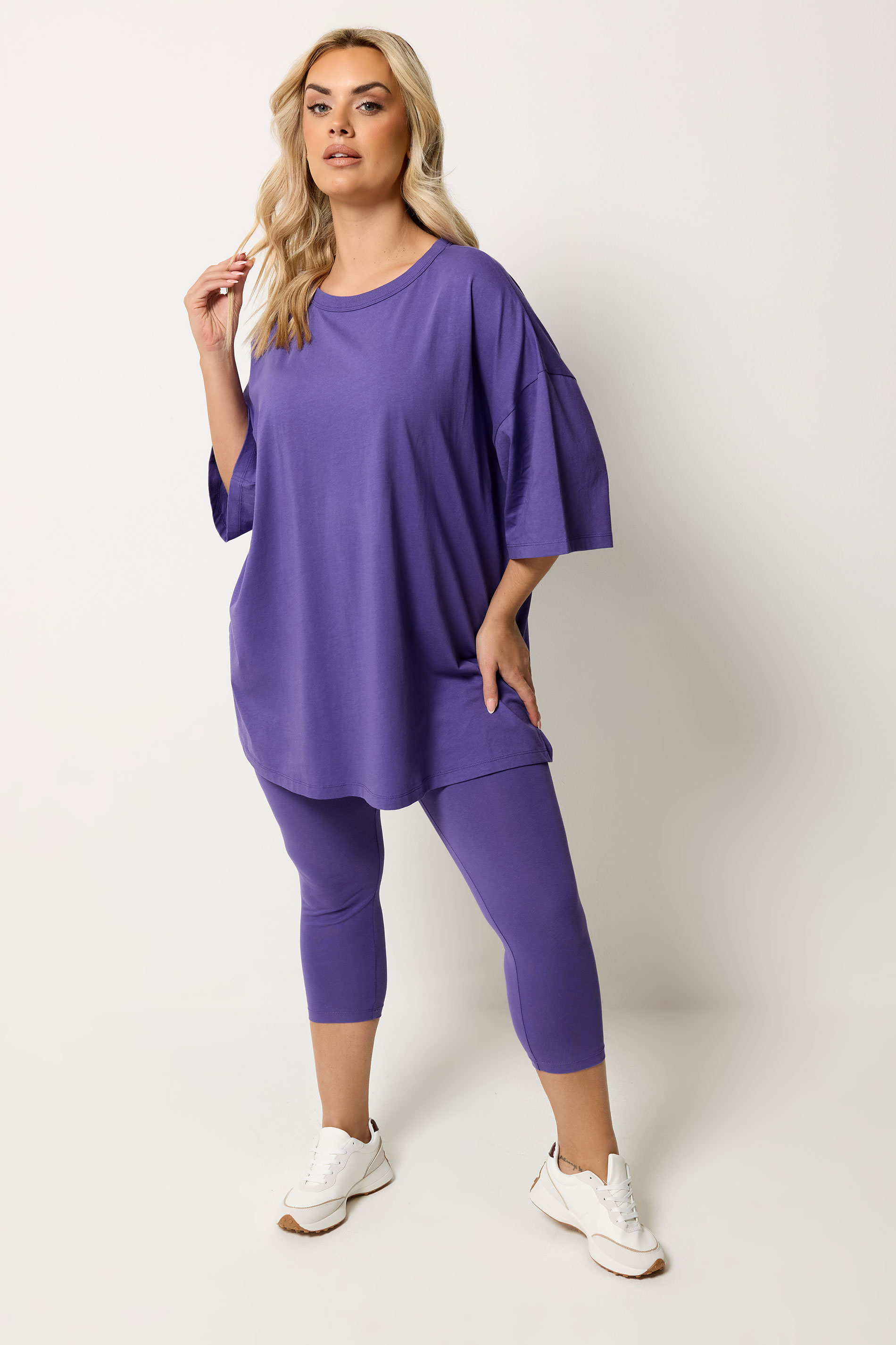 YOURS Plus Size Purple Boxy T-Shirt | Yours Clothing 1