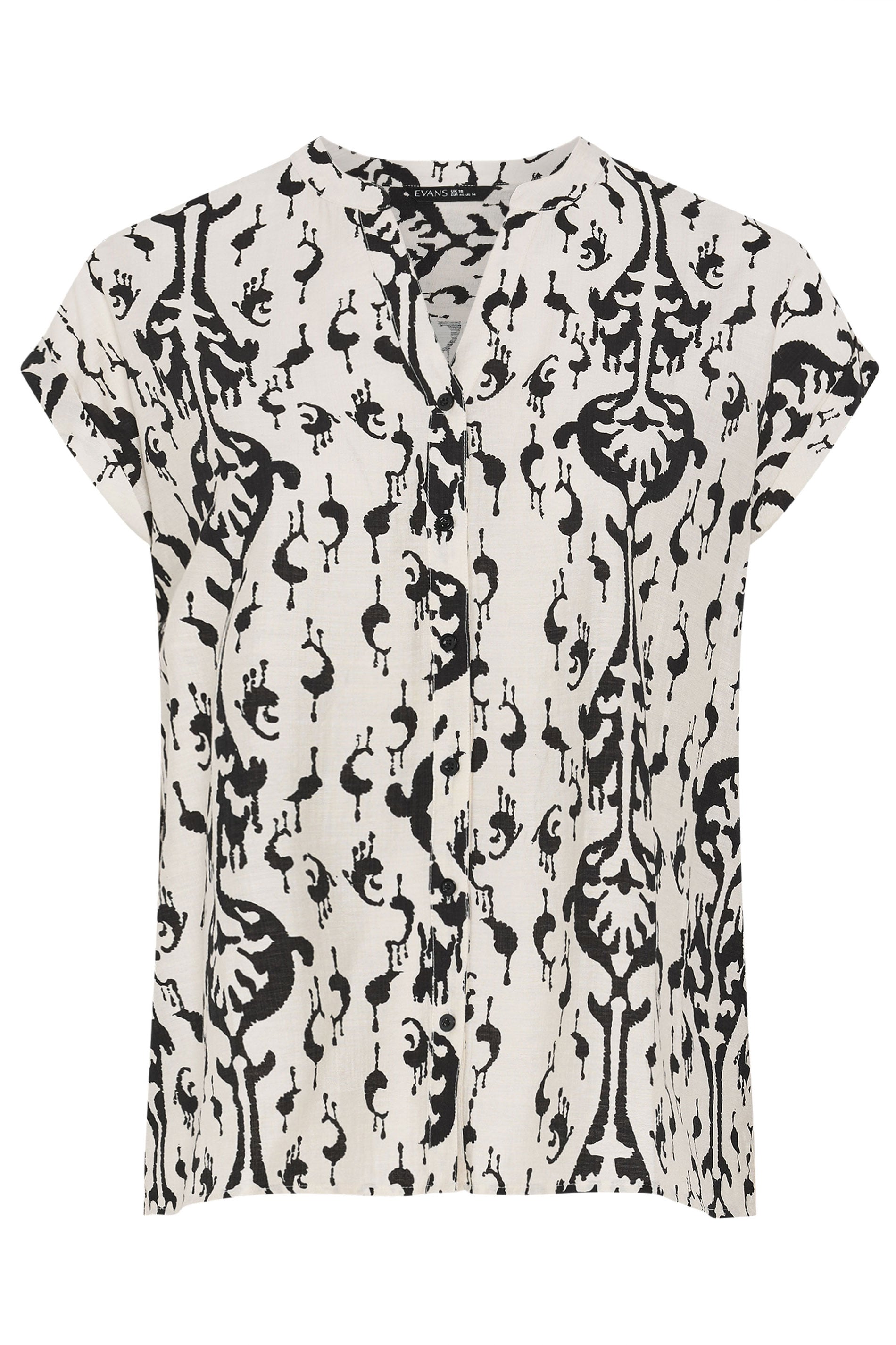 EVANS Plus Size White Abstract Print Short Sleeve Blouse | Evans 6