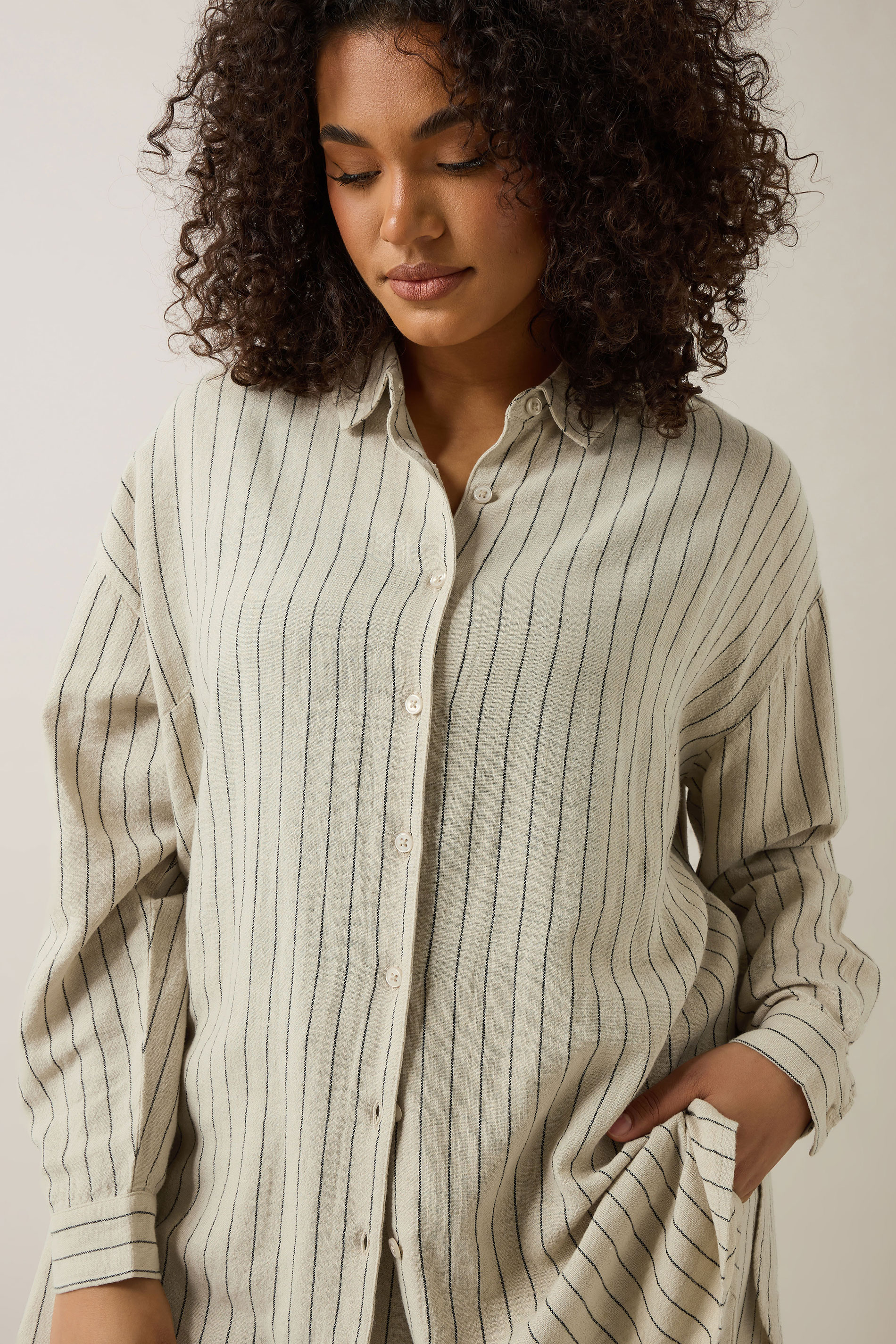 EVANS Curve Set Natural Brown Stripe Shirt & Trouser | Evans 6