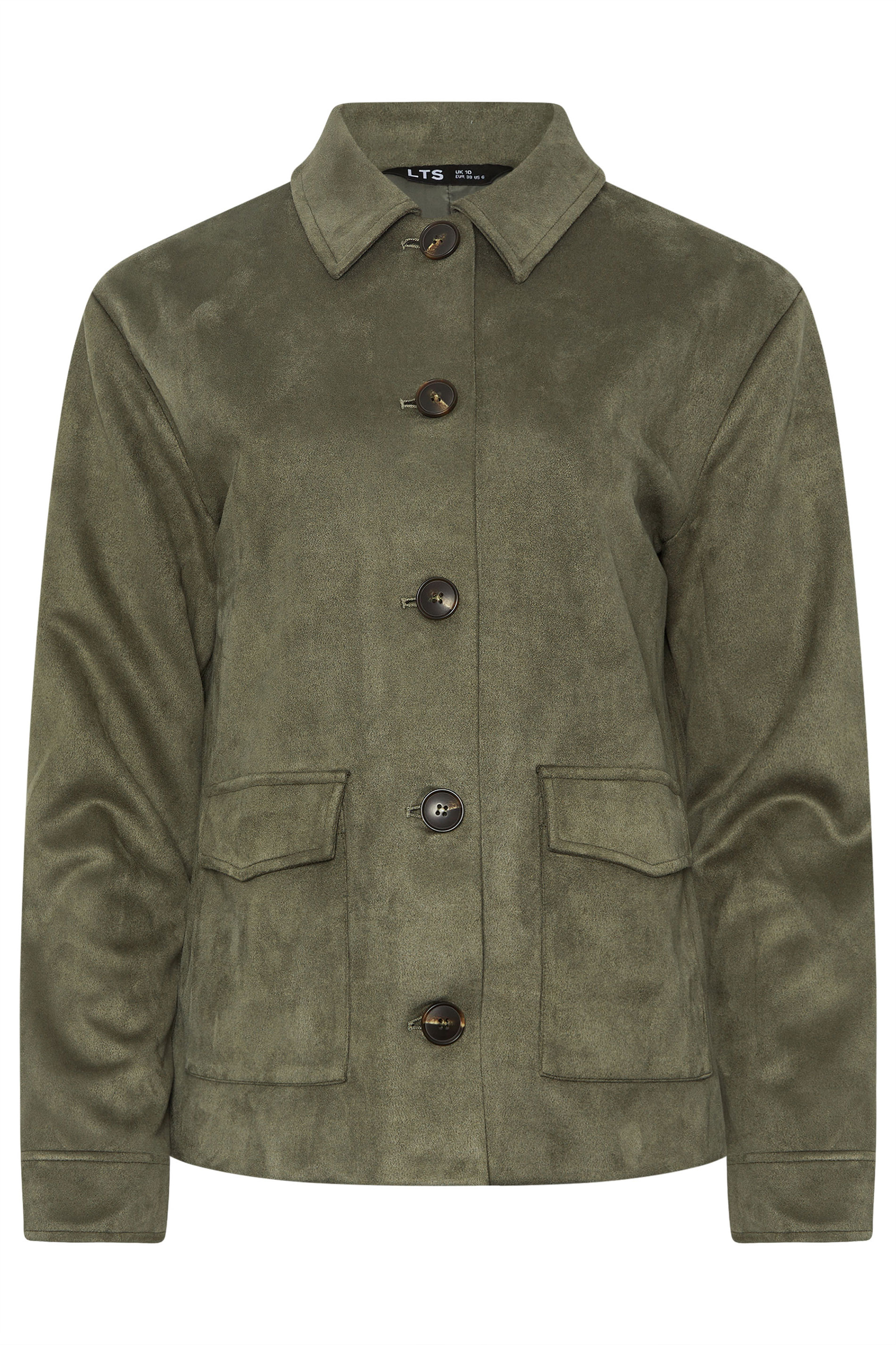 LTS Tall Women's Khaki Green Faux Suede Trucker Jacket | Long Tall Sally 6