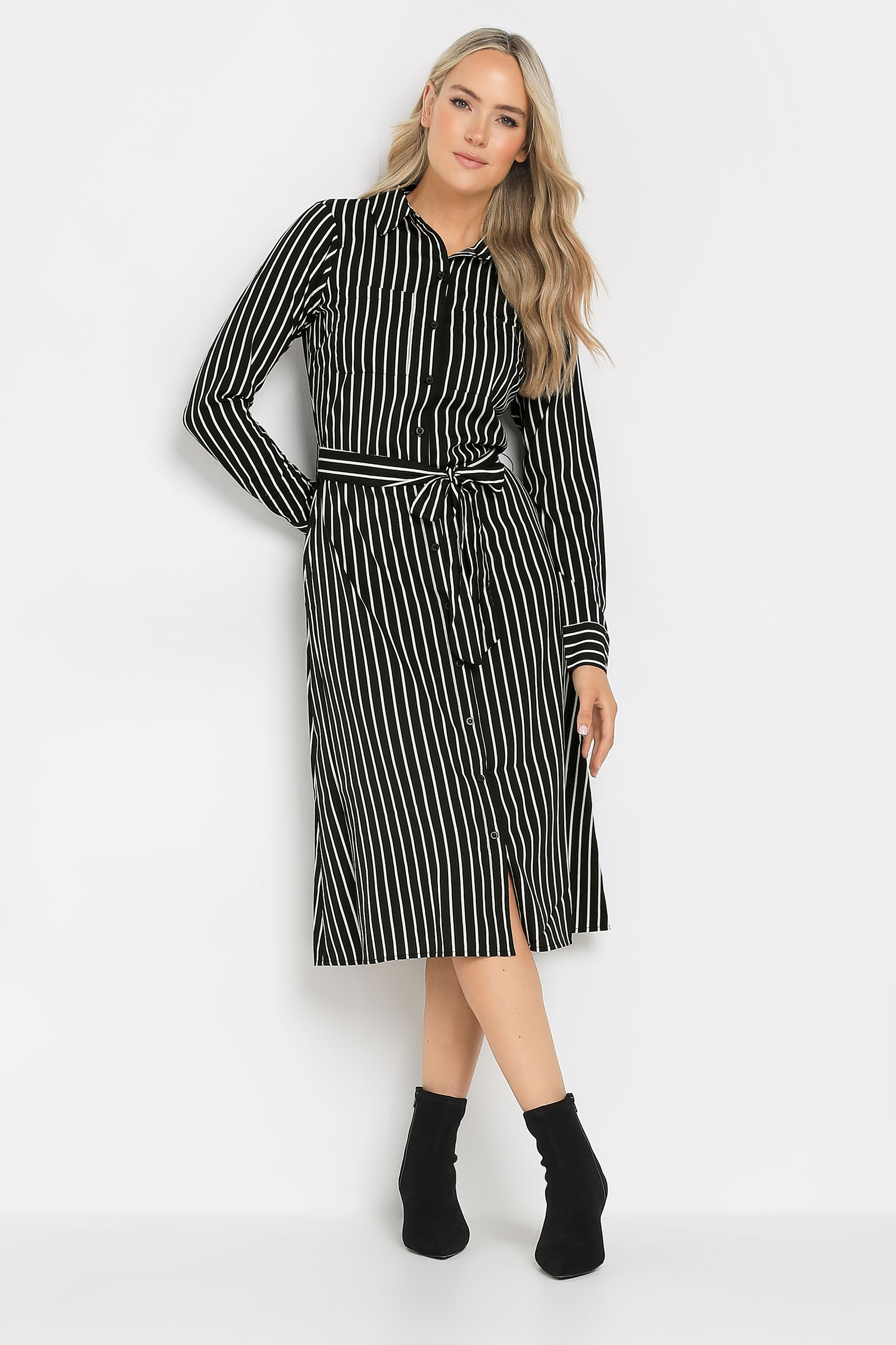 LTS Tall Black Striped Long Sleeve Shirt Dress | Long Tall Sally 3