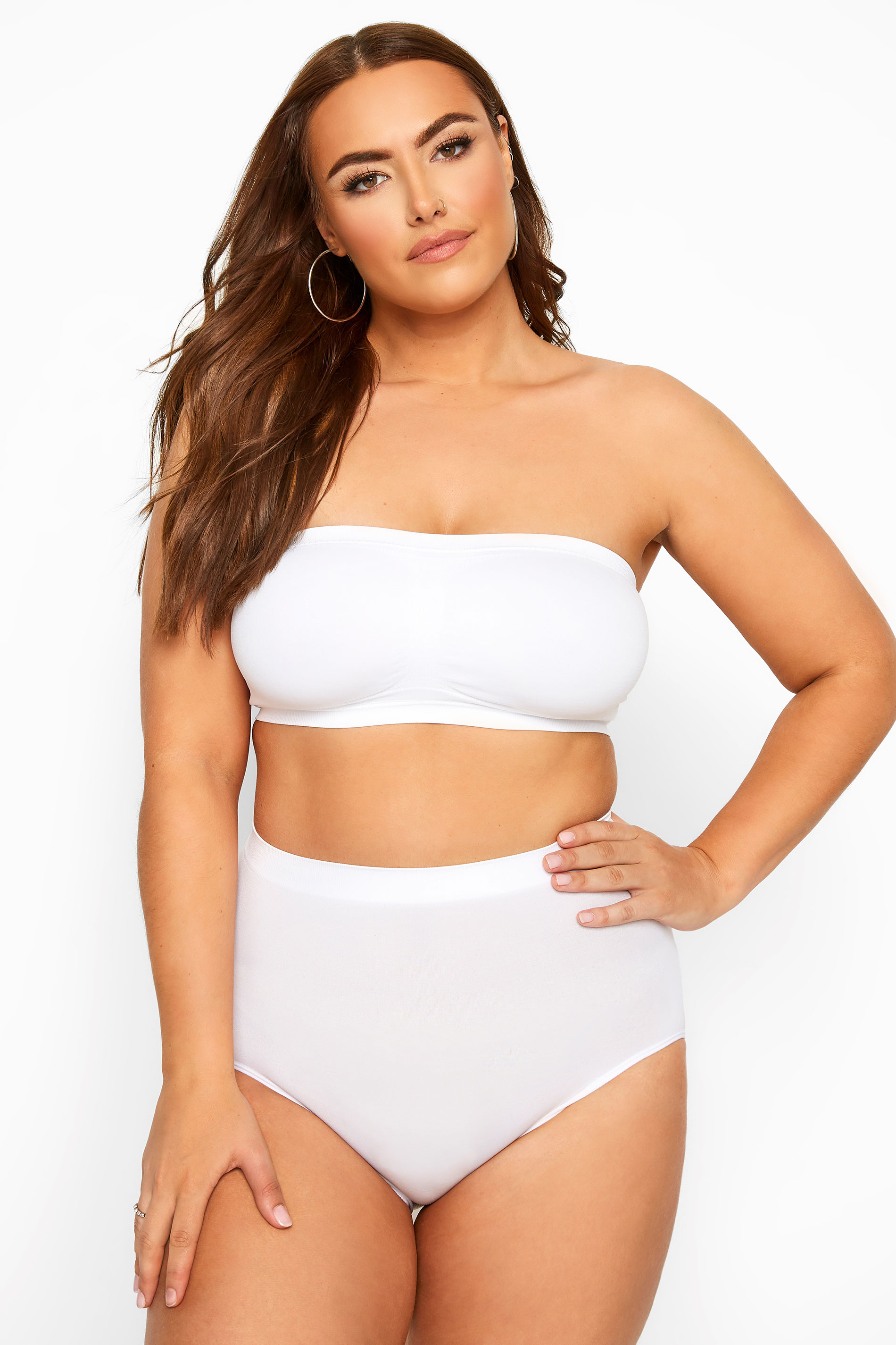 YOURS Plus Size White Seamless Padded Non-Wired Bandeau Bra | Yours Clothing 3