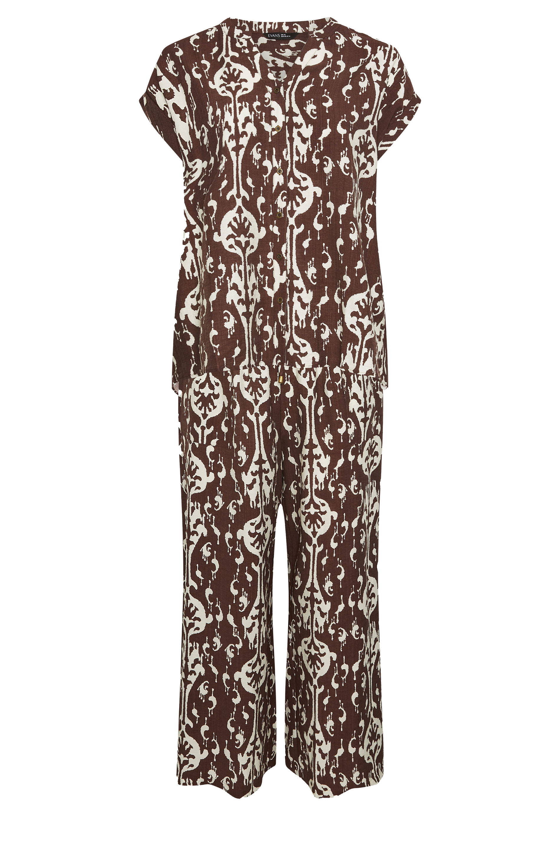 EVANS Plus Size Chocolate Top & Trouser Set | Evans 8