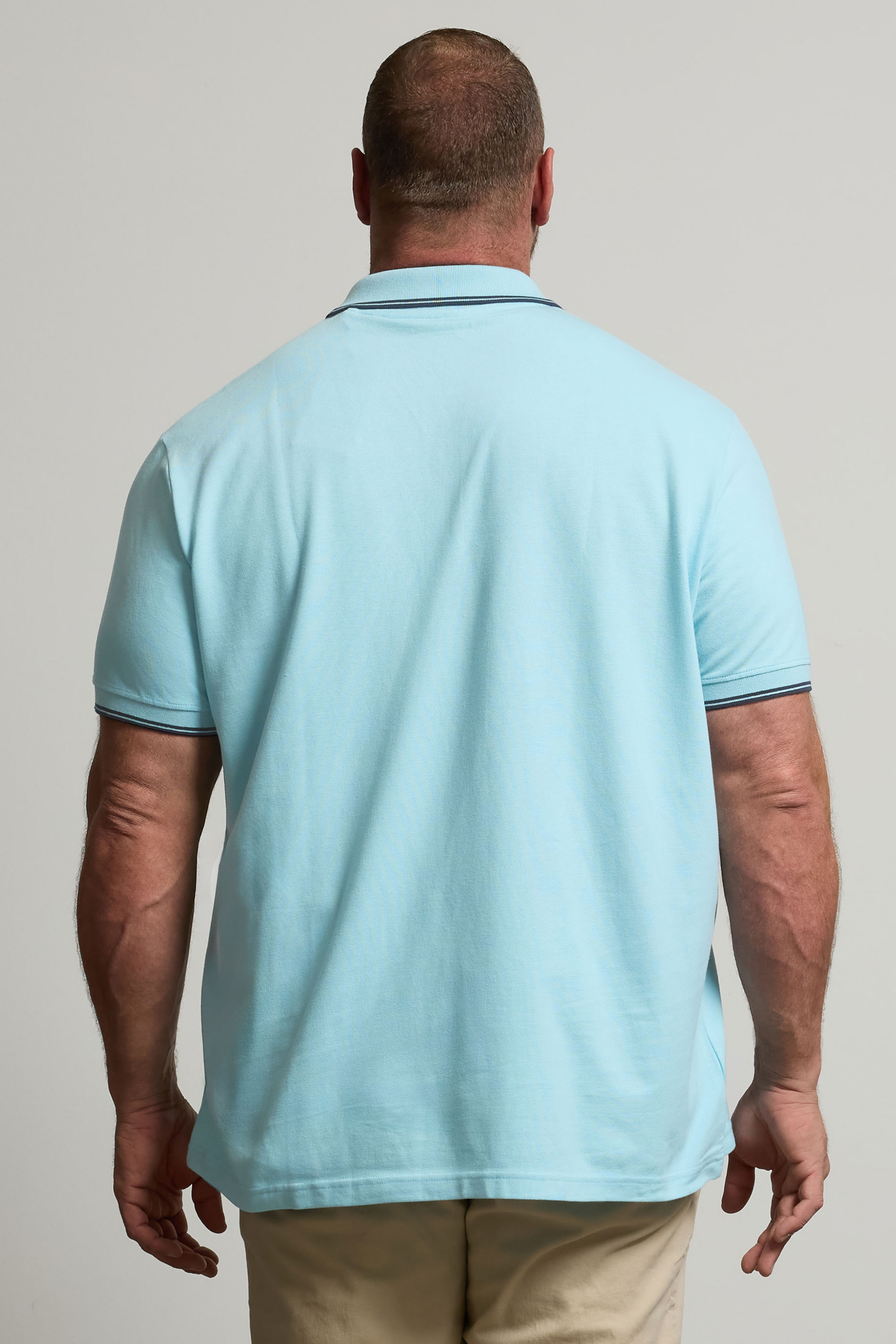 BadRhino Big & Tall 3 Pack Blue & Orange Tipped Polo Shirts | BadRhino 6