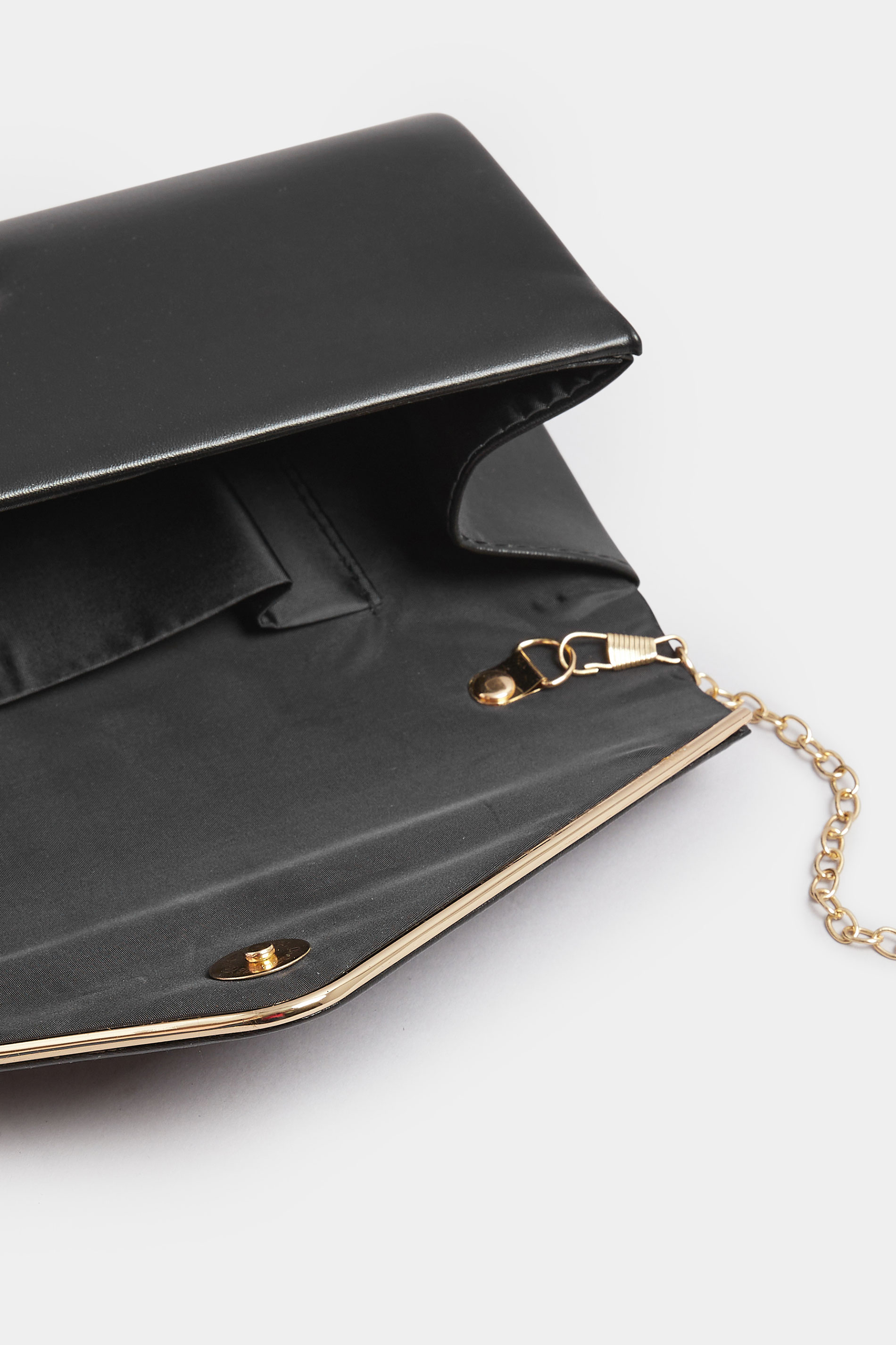 Black Faux Leather Metal Trim Clutch Bag | Yours Clothing 5