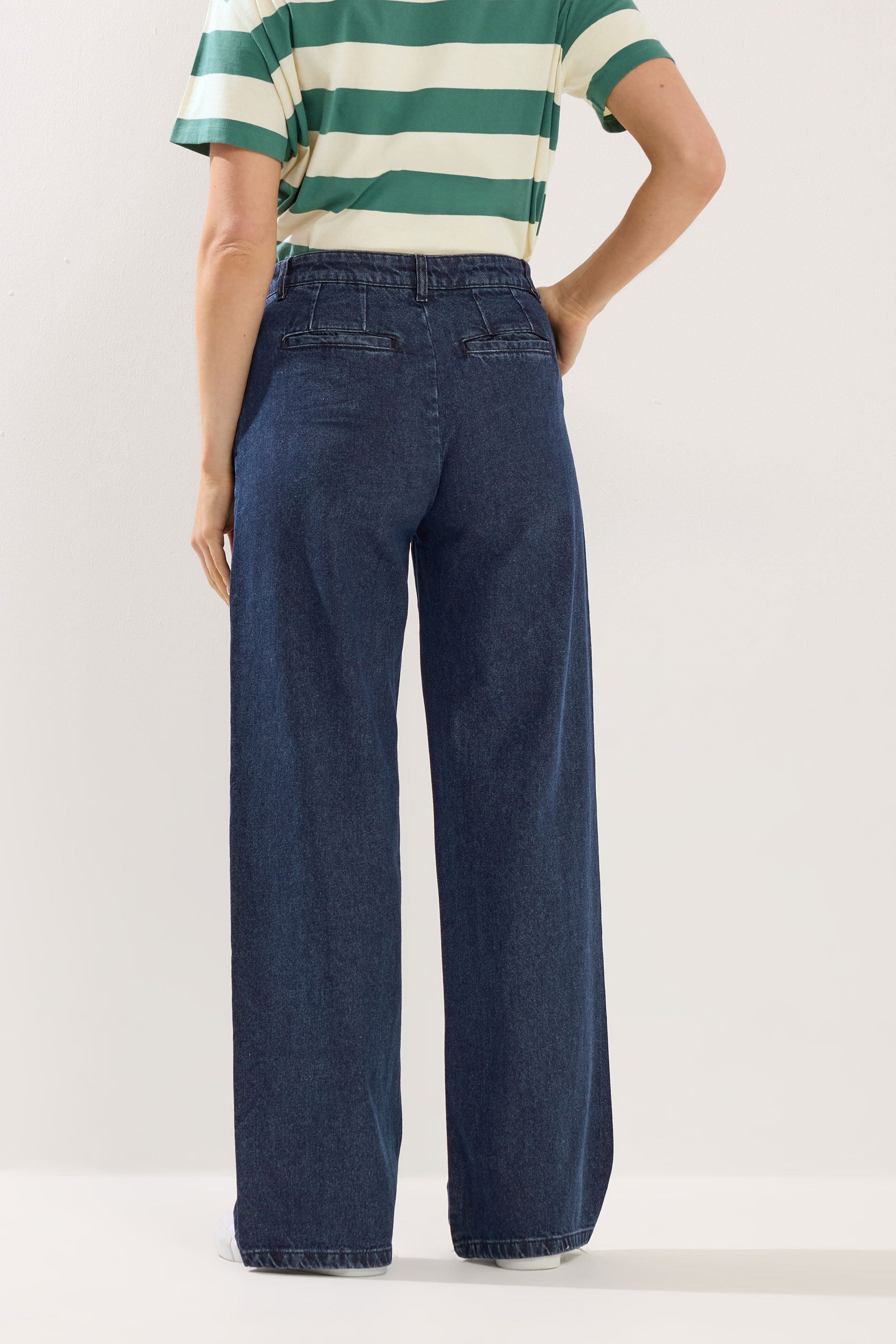 LTS Tall Women's Indigo Blue Pleated Wide Leg Jeans | Long Tall Sally 4