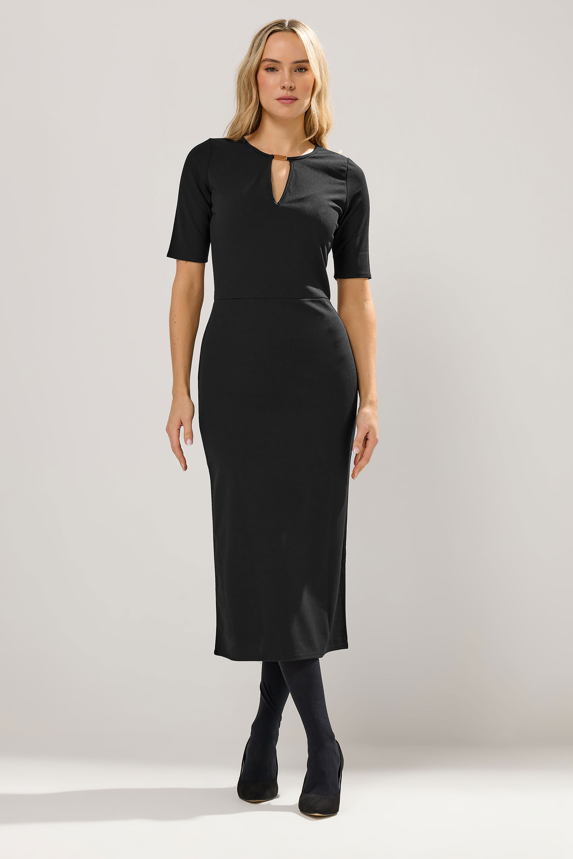 LTS Tall Black Keyhole Midi Dress | Long Tall Sally 3