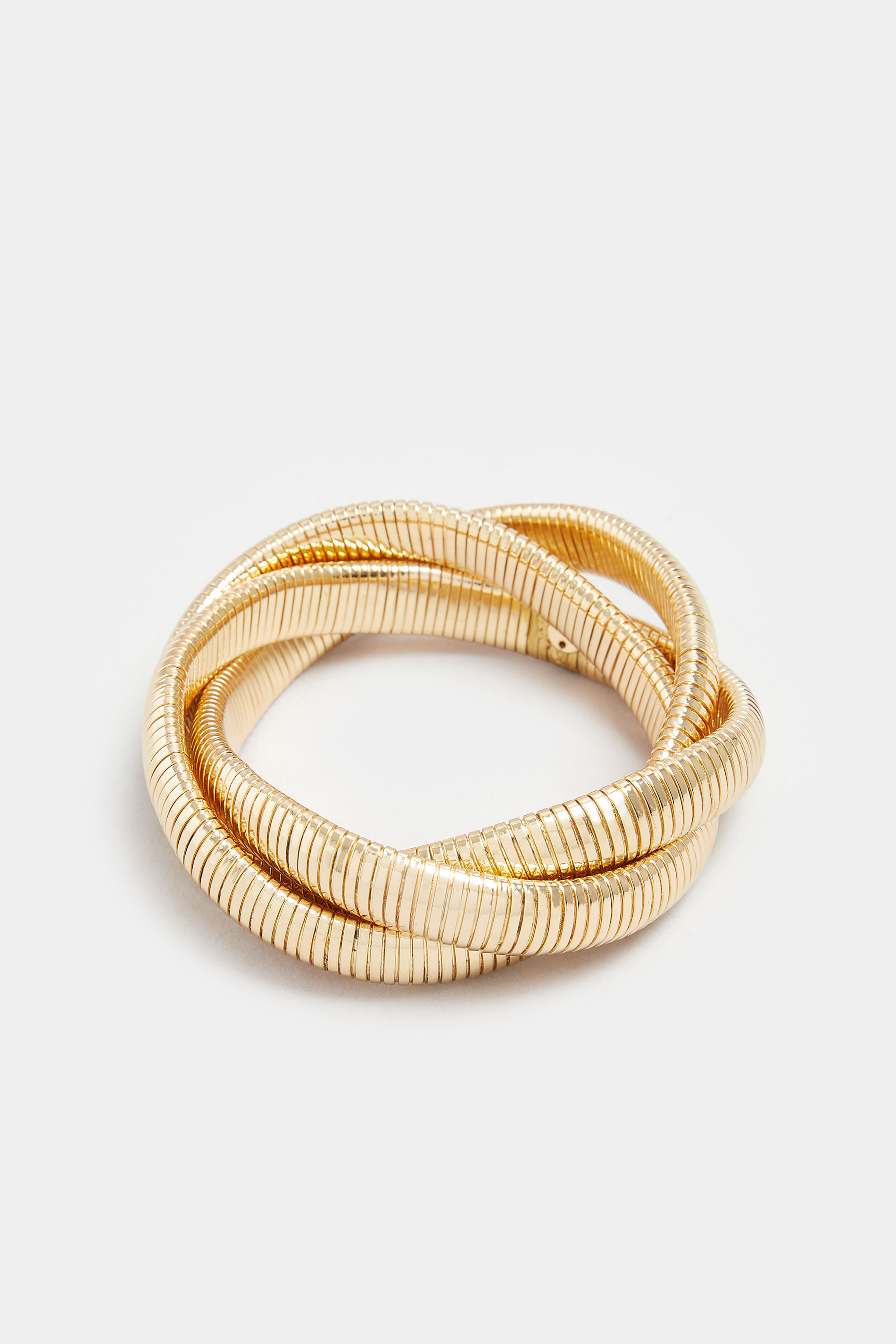 Gold Tone Stretch Twisted Bracelet | Yours Clothing 3