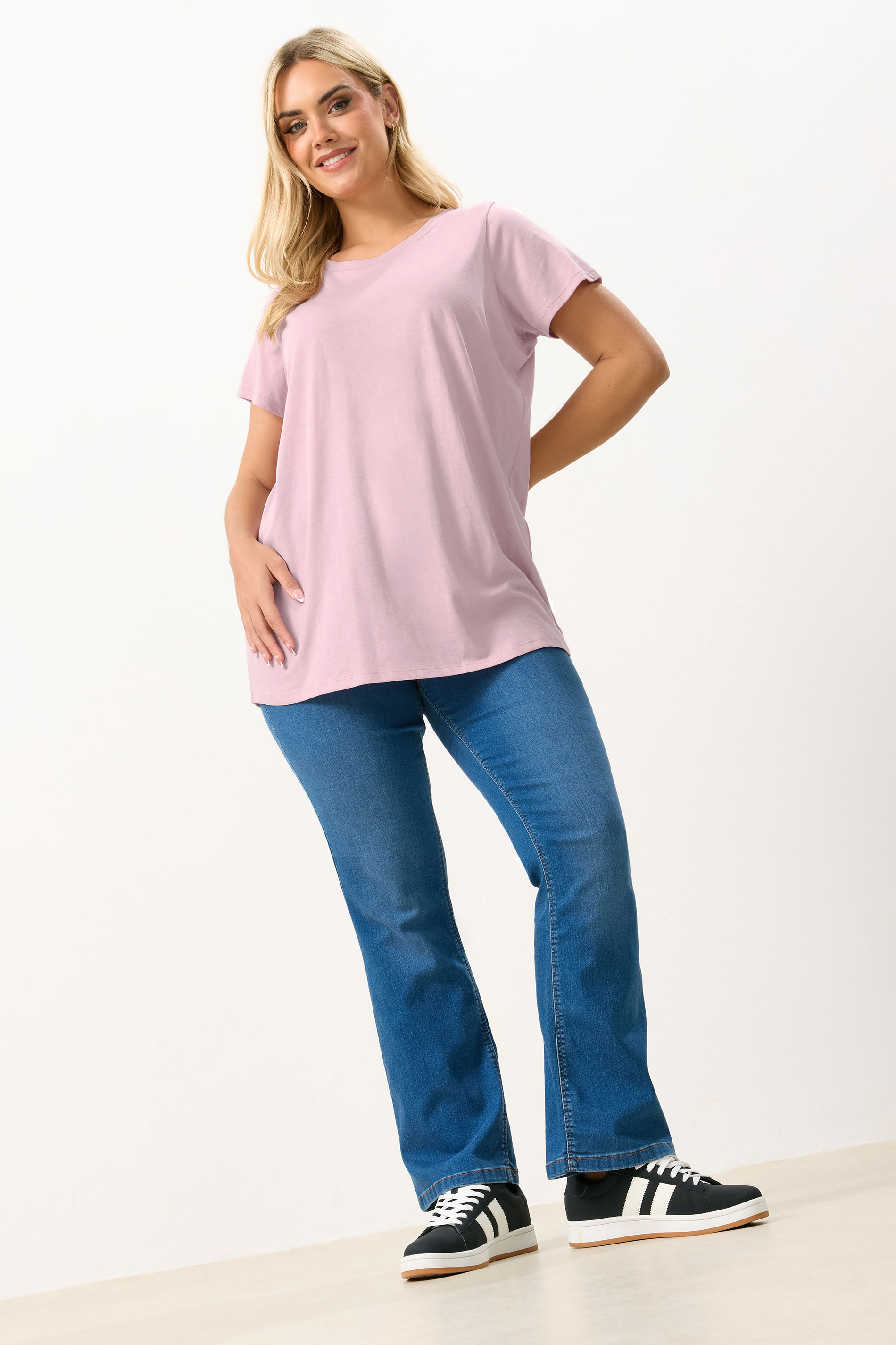 YOURS Plus Size Light Pink Core T-Shirt | Yours Clothing 1