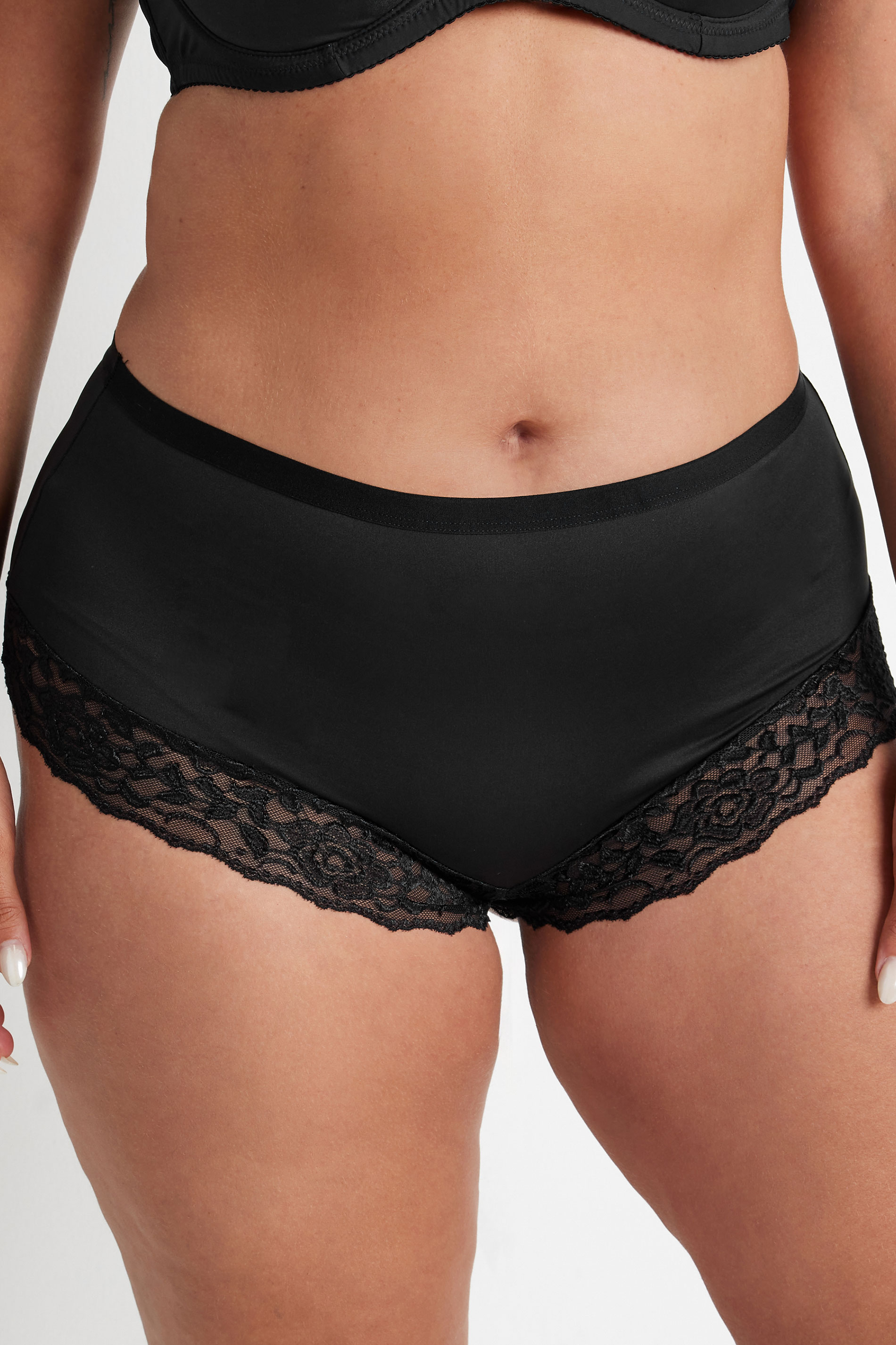 YOURSET 3 PACK Plus Size Black Lace Trim Briefs | Yours Clothing  2